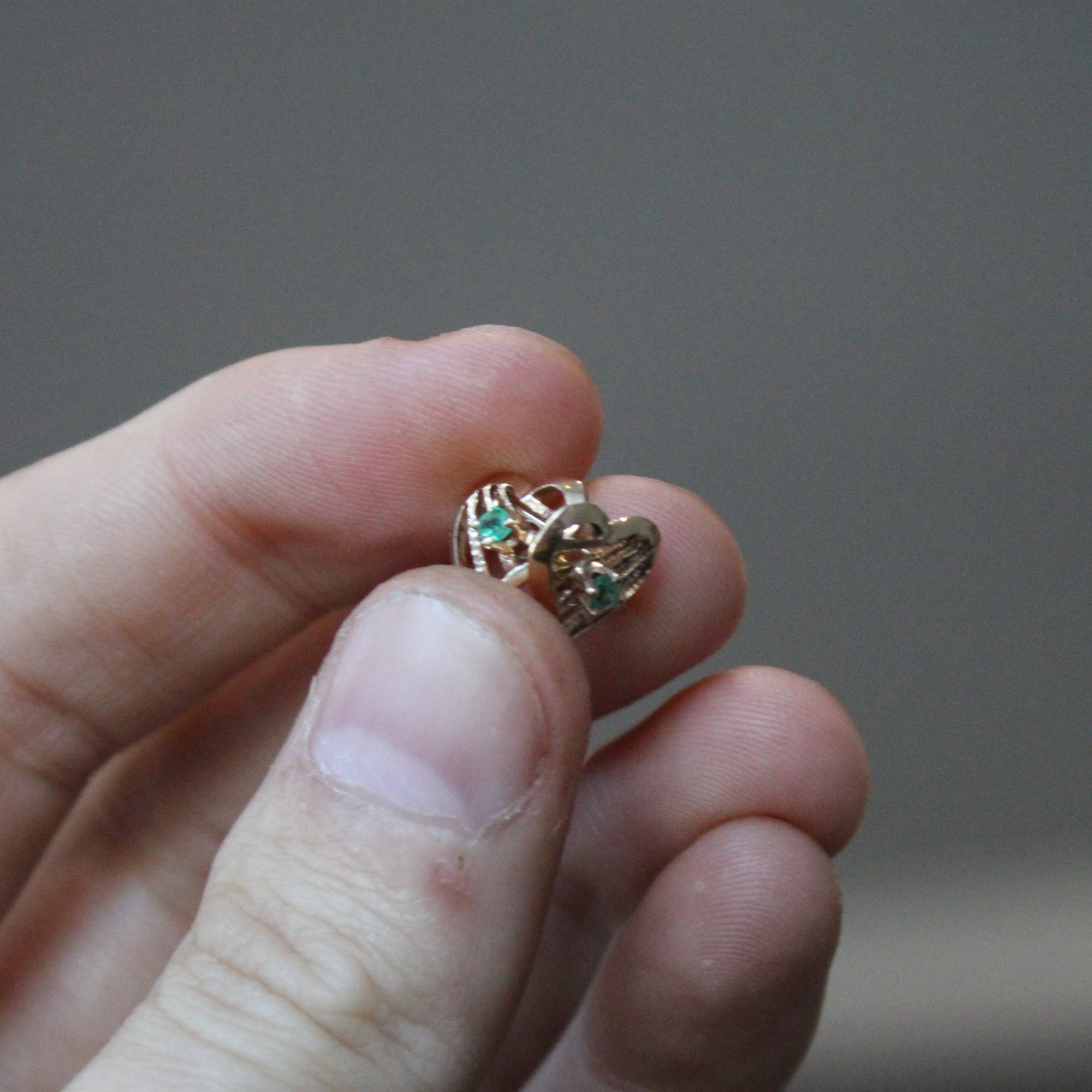 Synthetic Emerald Heart Earrings | 0.04ctw |