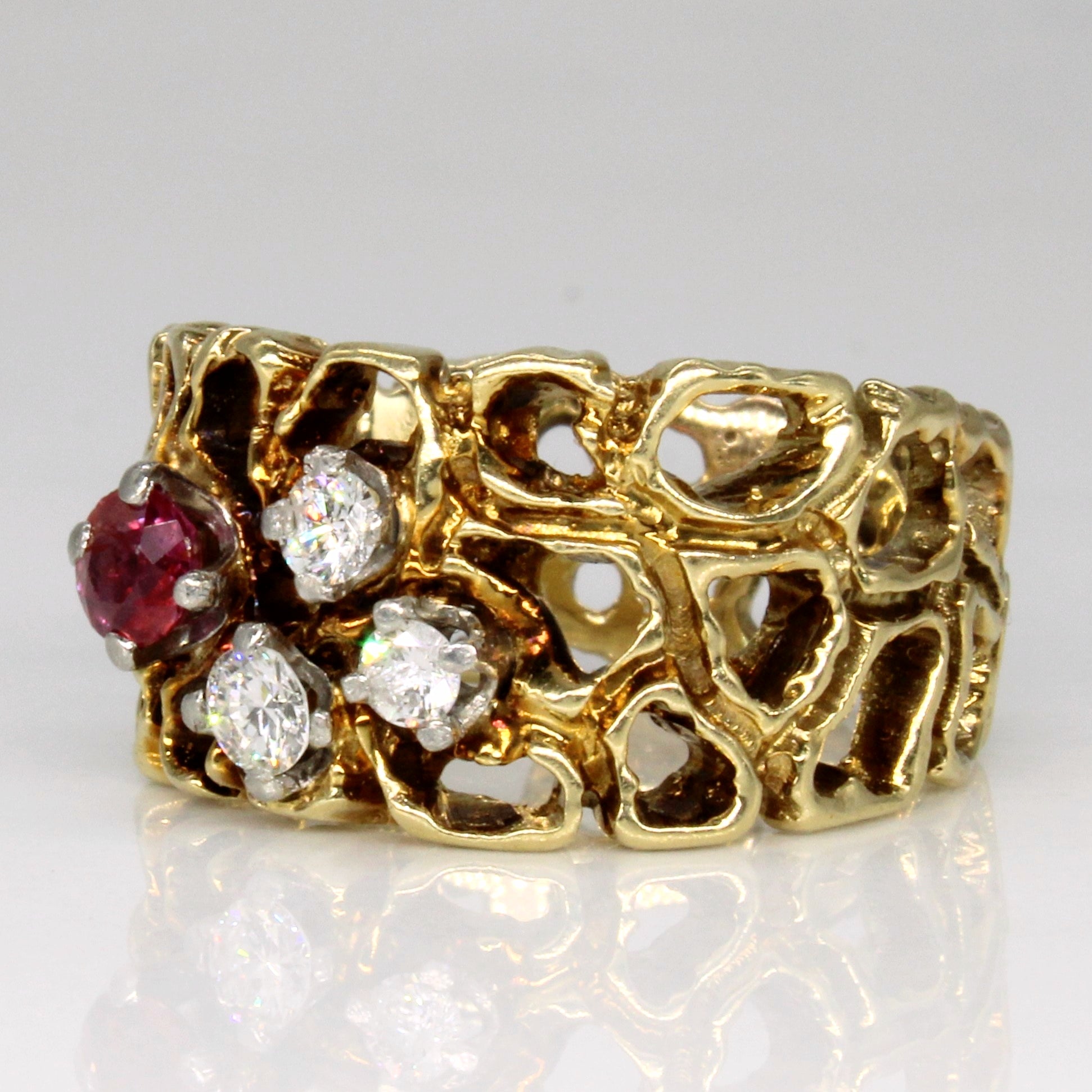 Ruby & Diamond Abstract Ring | 0.28ct, 0.20ctw | SZ 6.5 |