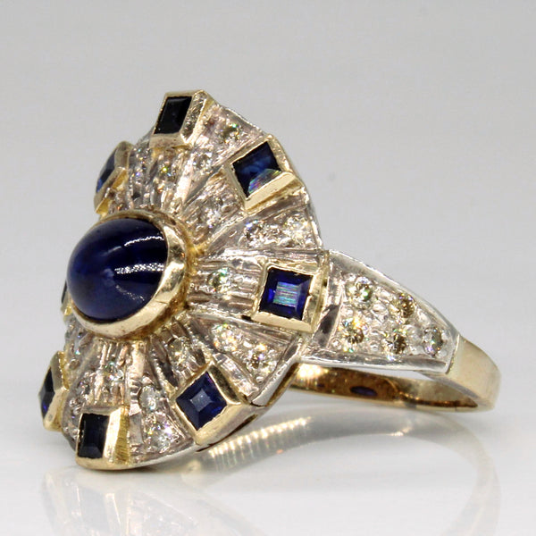 Sapphire & Diamond Art Deco Style Ring | 1.35ctw, 0.26ctw | SZ 5.5 |