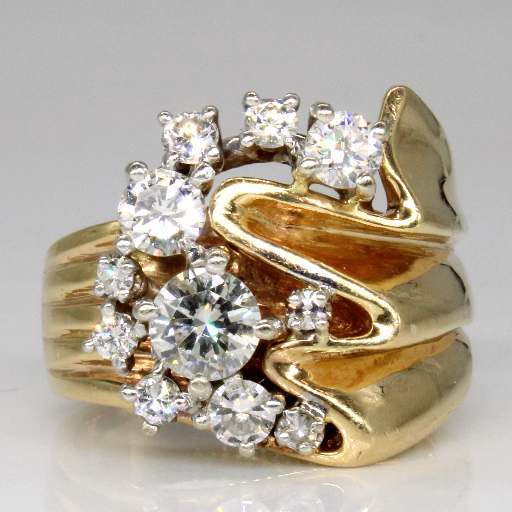 Bague de fiançailles abstraite en diamant | 1,39 ct | Taille 8 | 