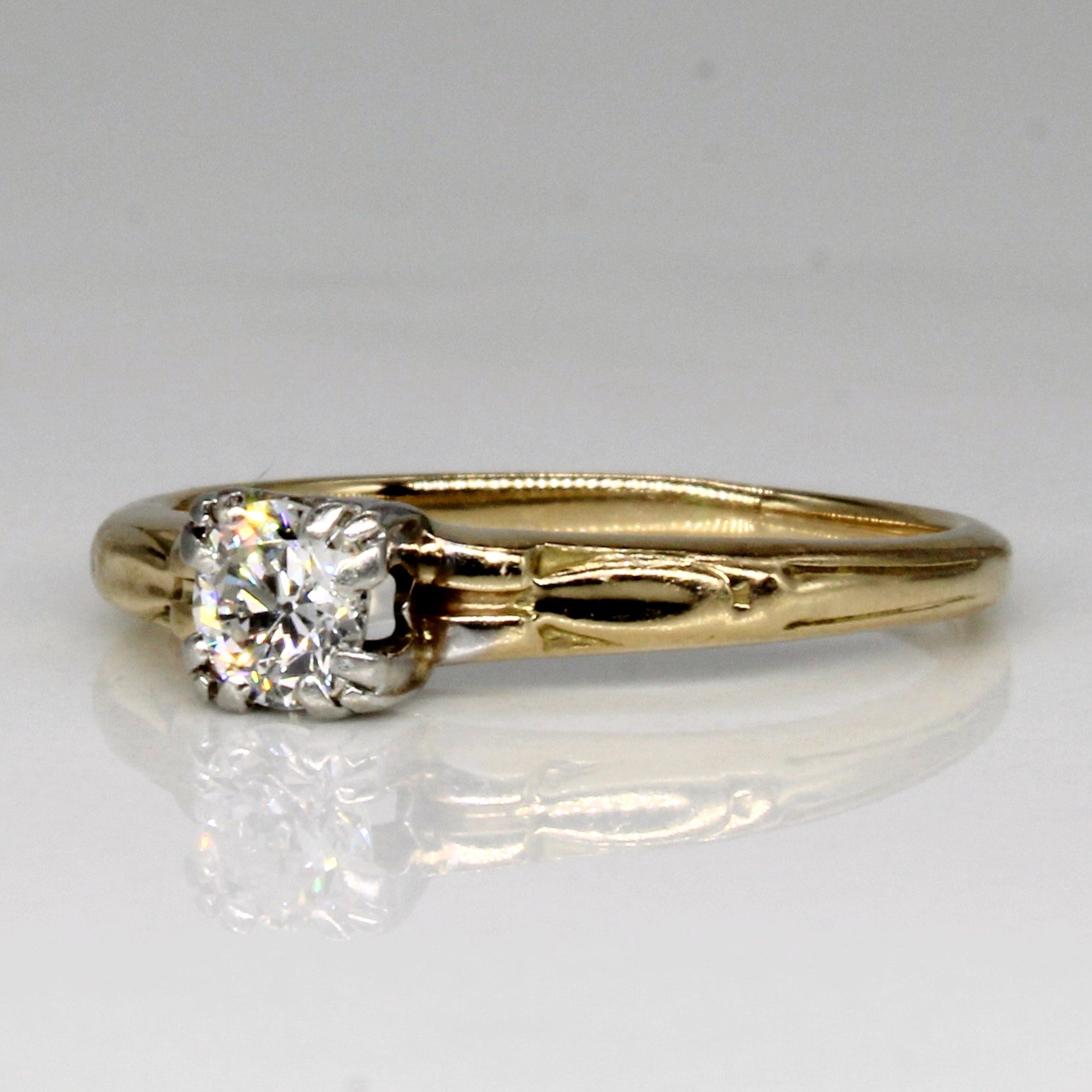 Bague de fiançailles ancienne européenne en diamant | 0,25 ct | Taille 5,5 | 