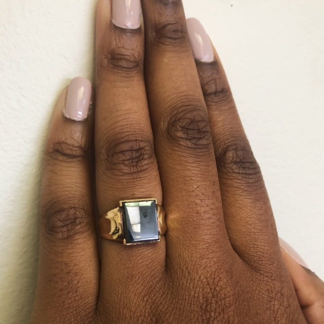 Rectangle Hematite Cabochon Ring | 9.00ct | SZ 9 |