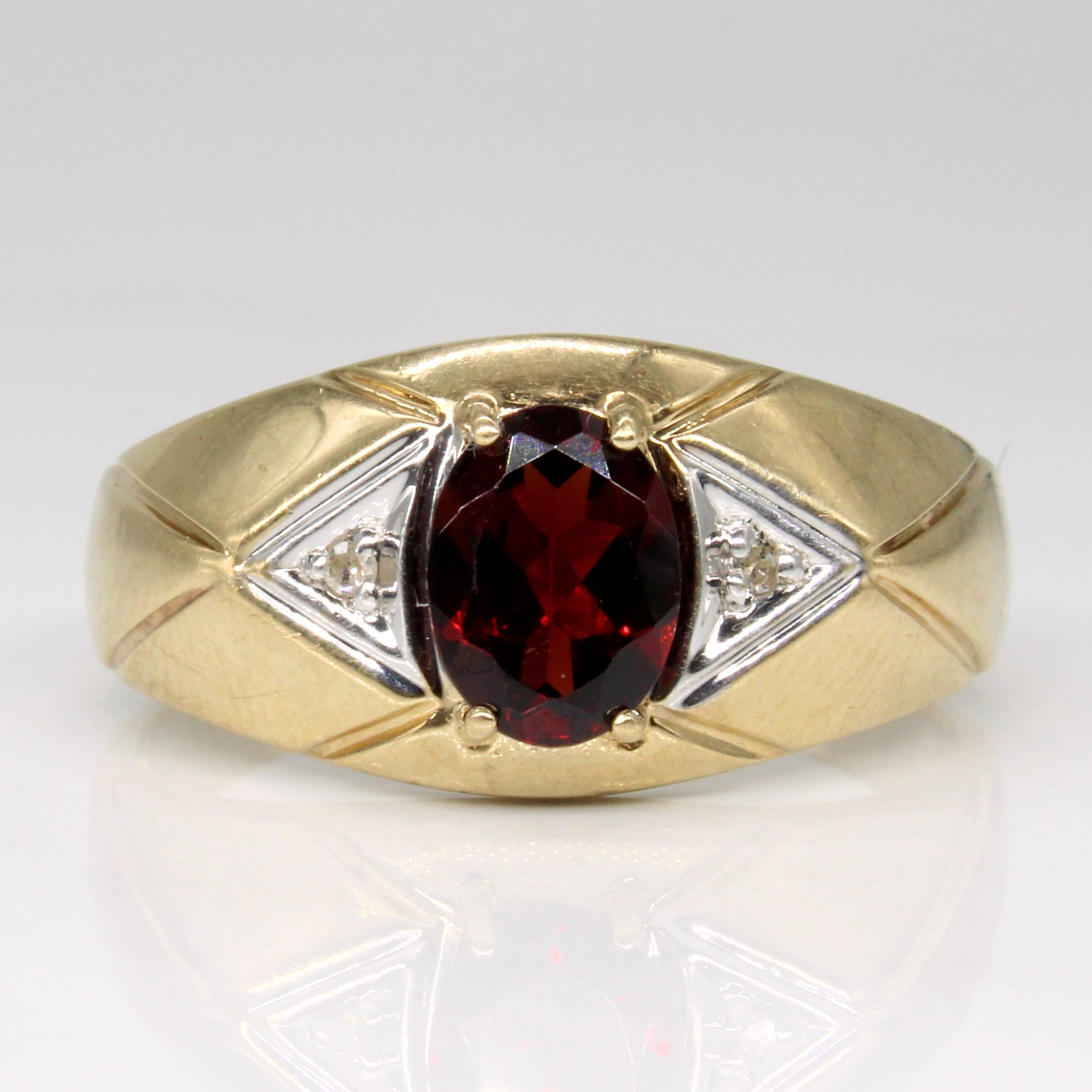 Quilted Garnet & Diamond Ring | 1.15ct, 0.01ctw | SZ 11.25 |