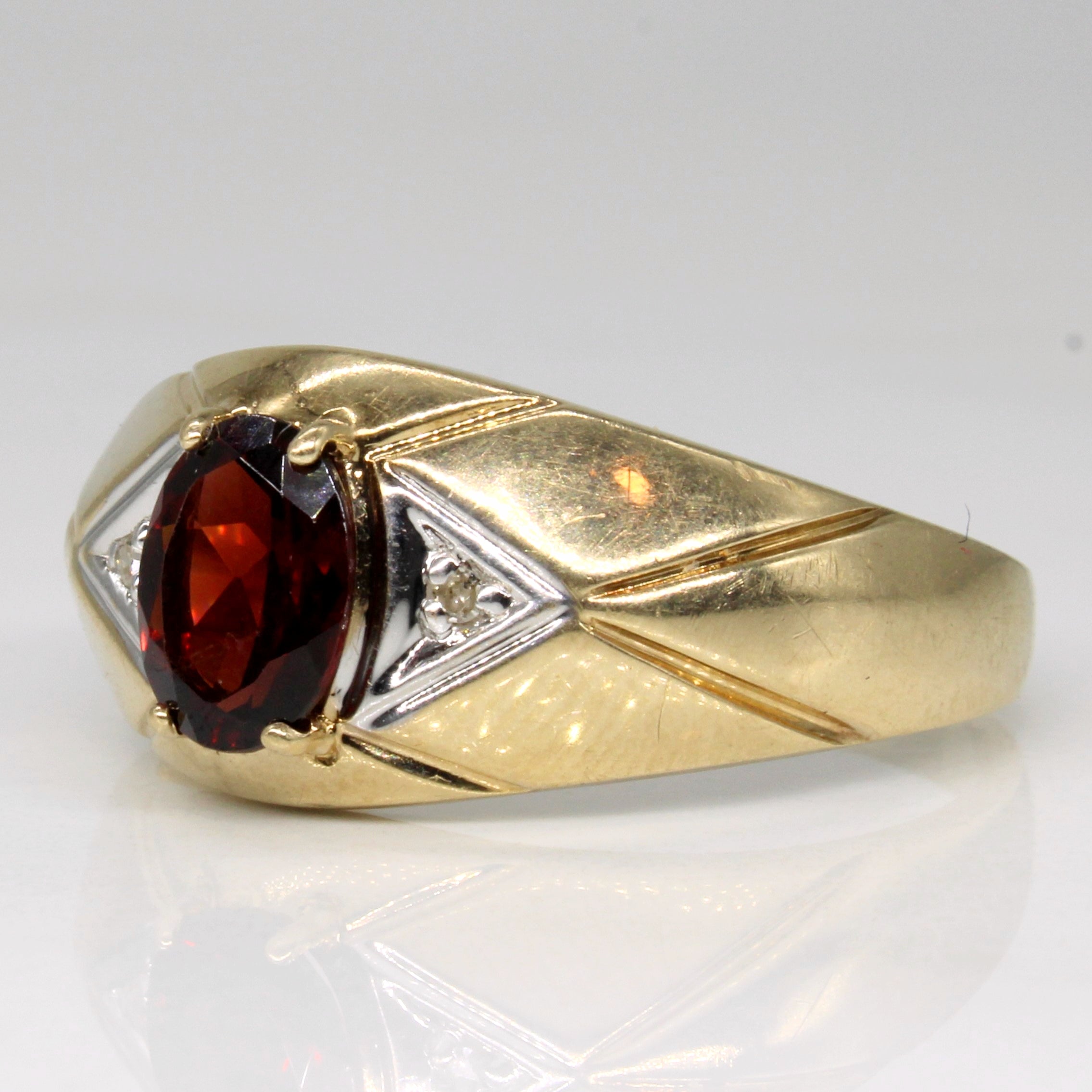 Quilted Garnet & Diamond Ring | 1.15ct, 0.01ctw | SZ 11.25 |