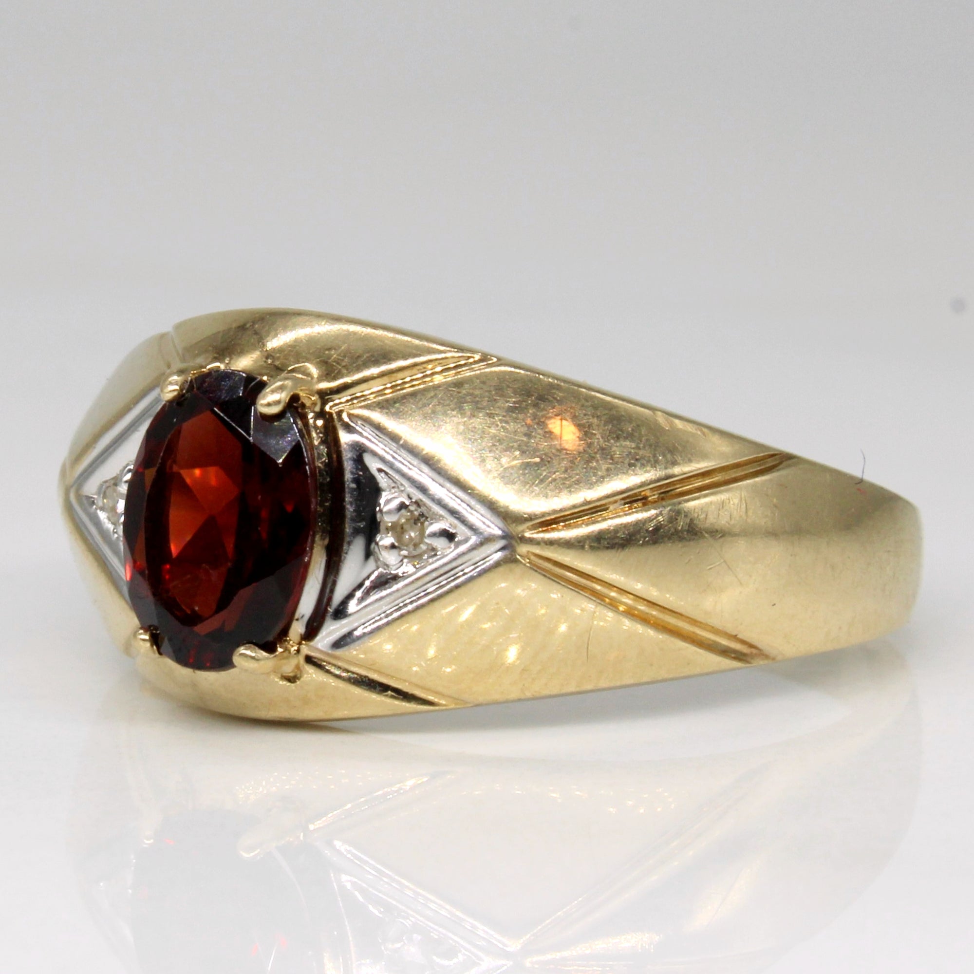 Quilted Garnet & Diamond Ring | 1.15ct, 0.01ctw | SZ 11.25 |