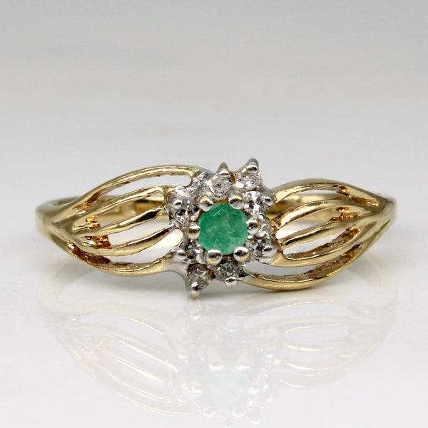 Emerald & Diamond Split Shank Bypass Ring | 0.06ct, 0.04ctw | SZ 7.25 |