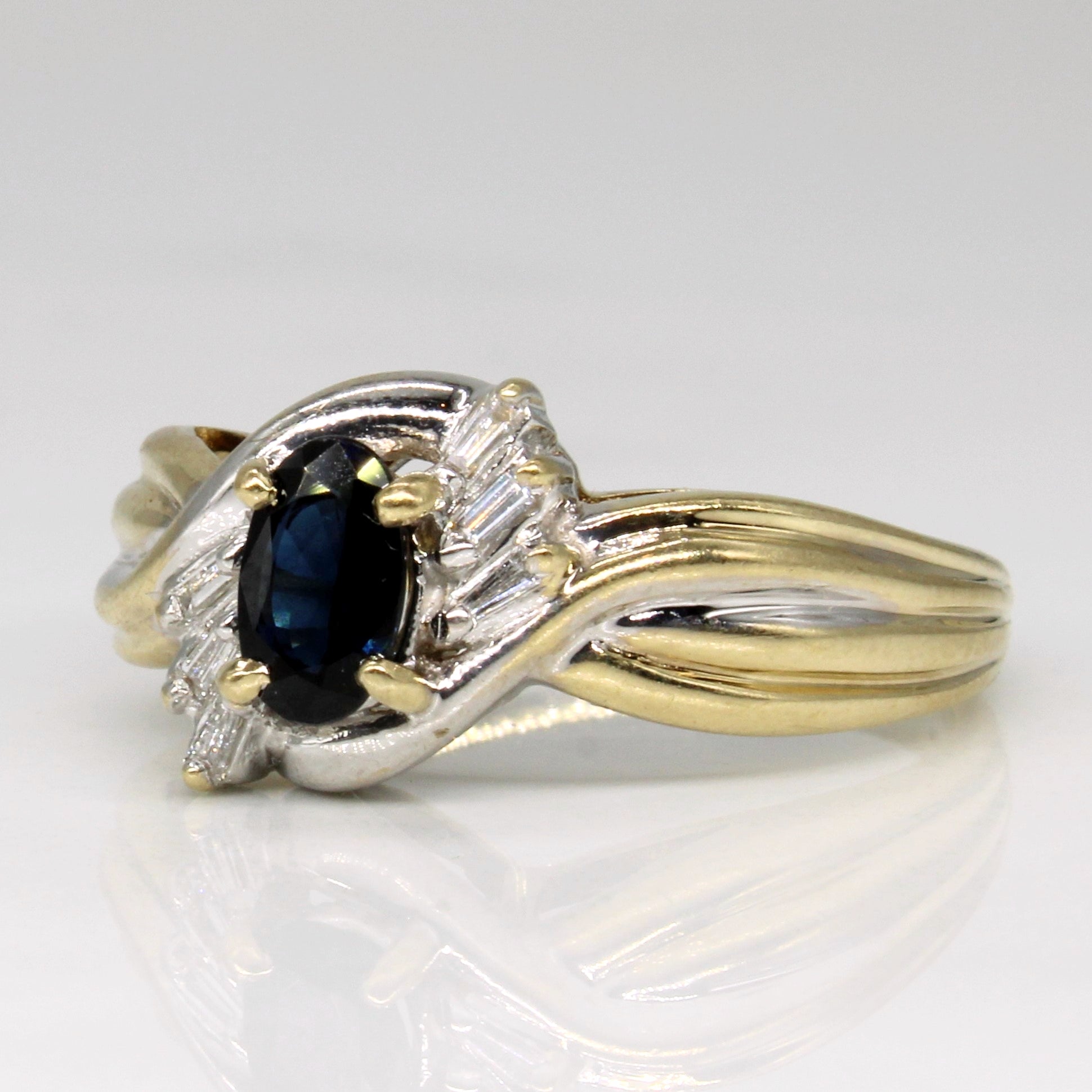 Sapphire & Diamond Twist Ring | 0.35ct, 0.04ctw | SZ 6.25 |