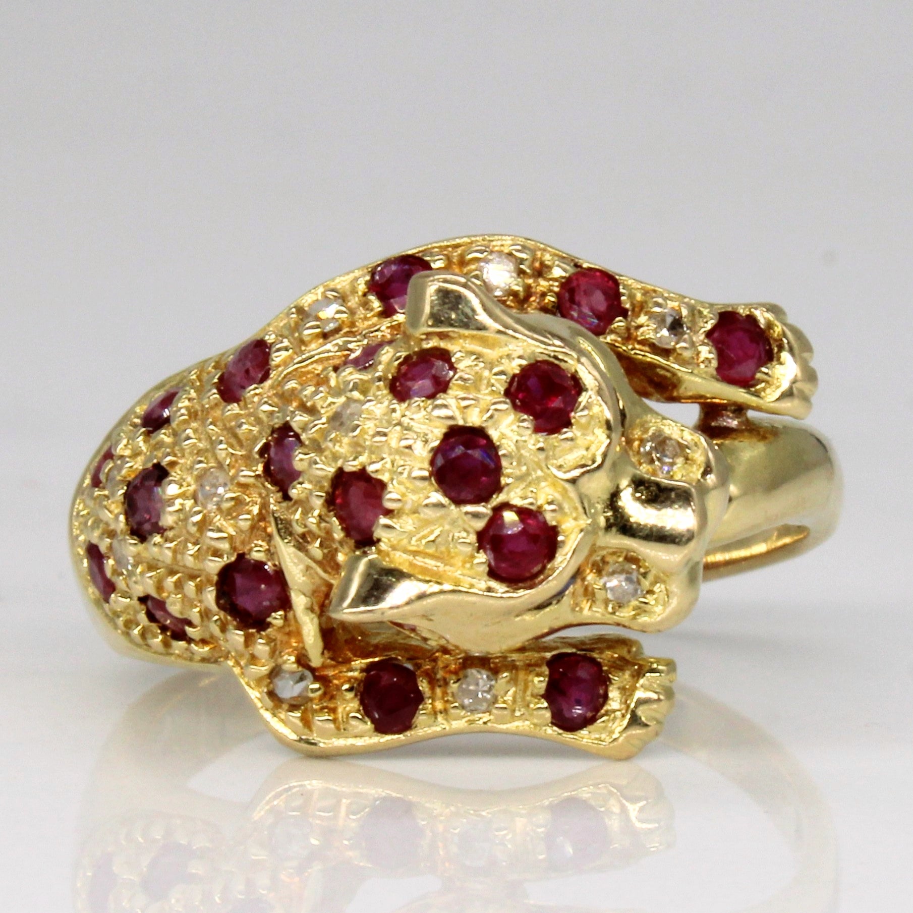 Ruby & Diamond Panther Ring | 0.54ctw, 0.06ctw | SZ 7 |