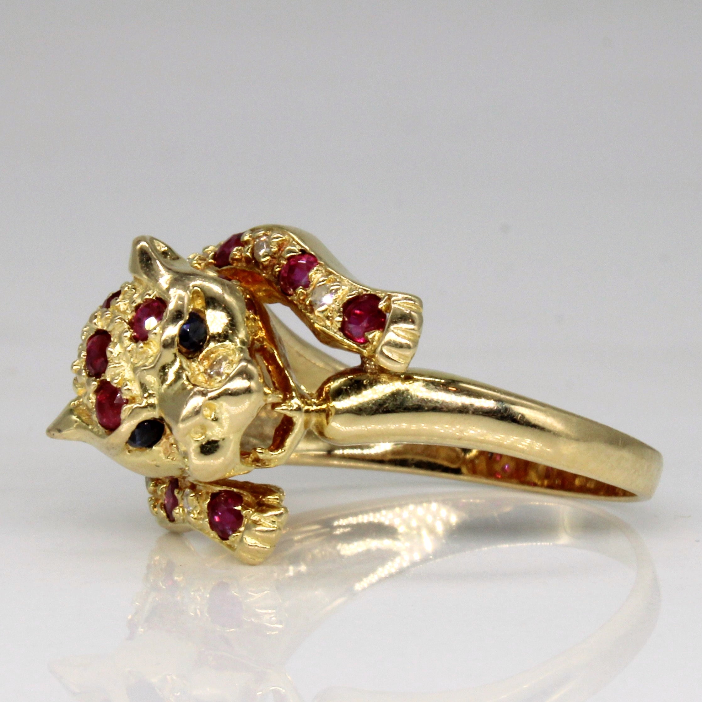 Ruby & Diamond Panther Ring | 0.54ctw, 0.06ctw | SZ 7 |