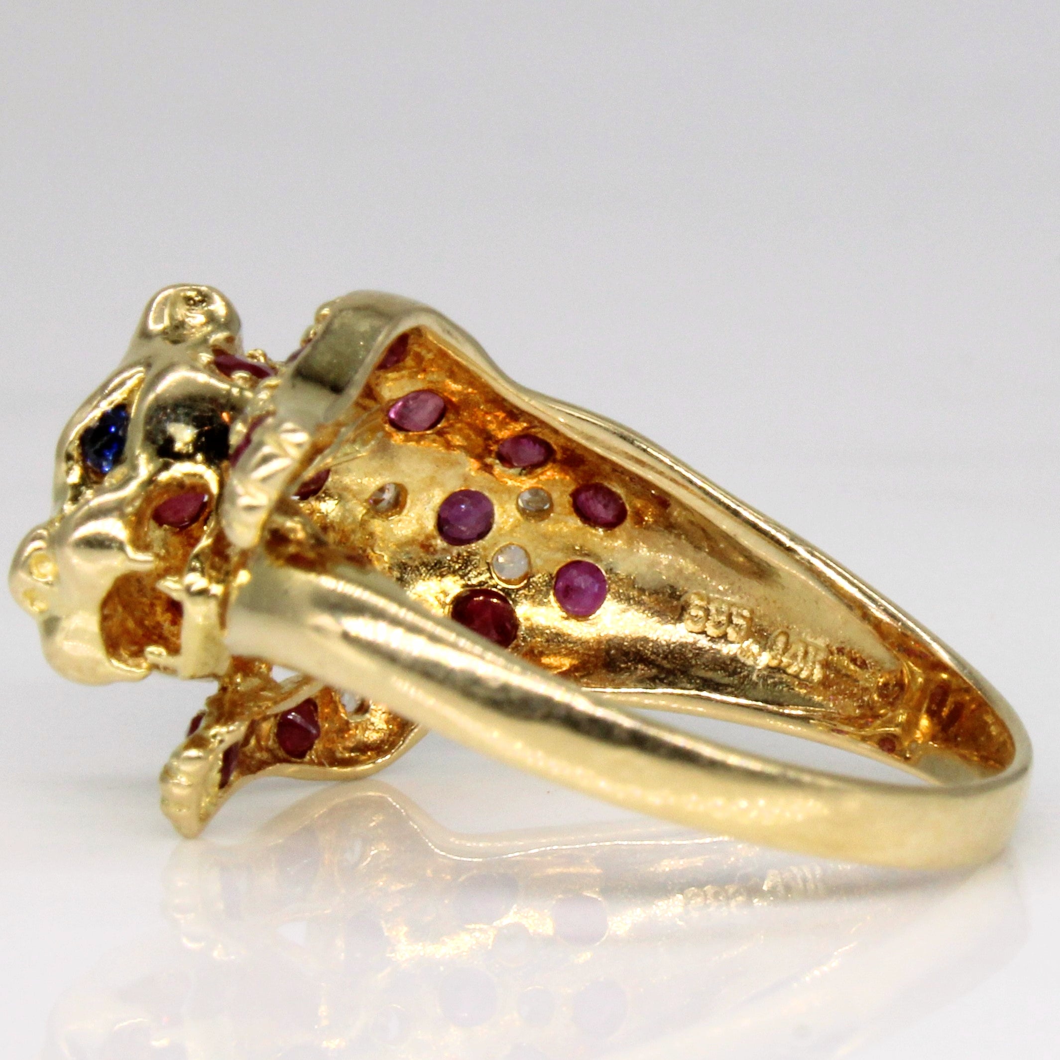 Ruby & Diamond Panther Ring | 0.54ctw, 0.06ctw | SZ 7 |