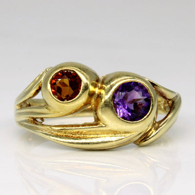 Amethyst & Citrine Abstract Ring | 0.43ct, 0.19ct | SZ 7 |