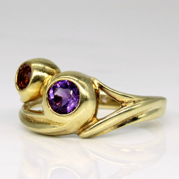 Amethyst & Citrine Abstract Ring | 0.43ct, 0.19ct | SZ 7 |