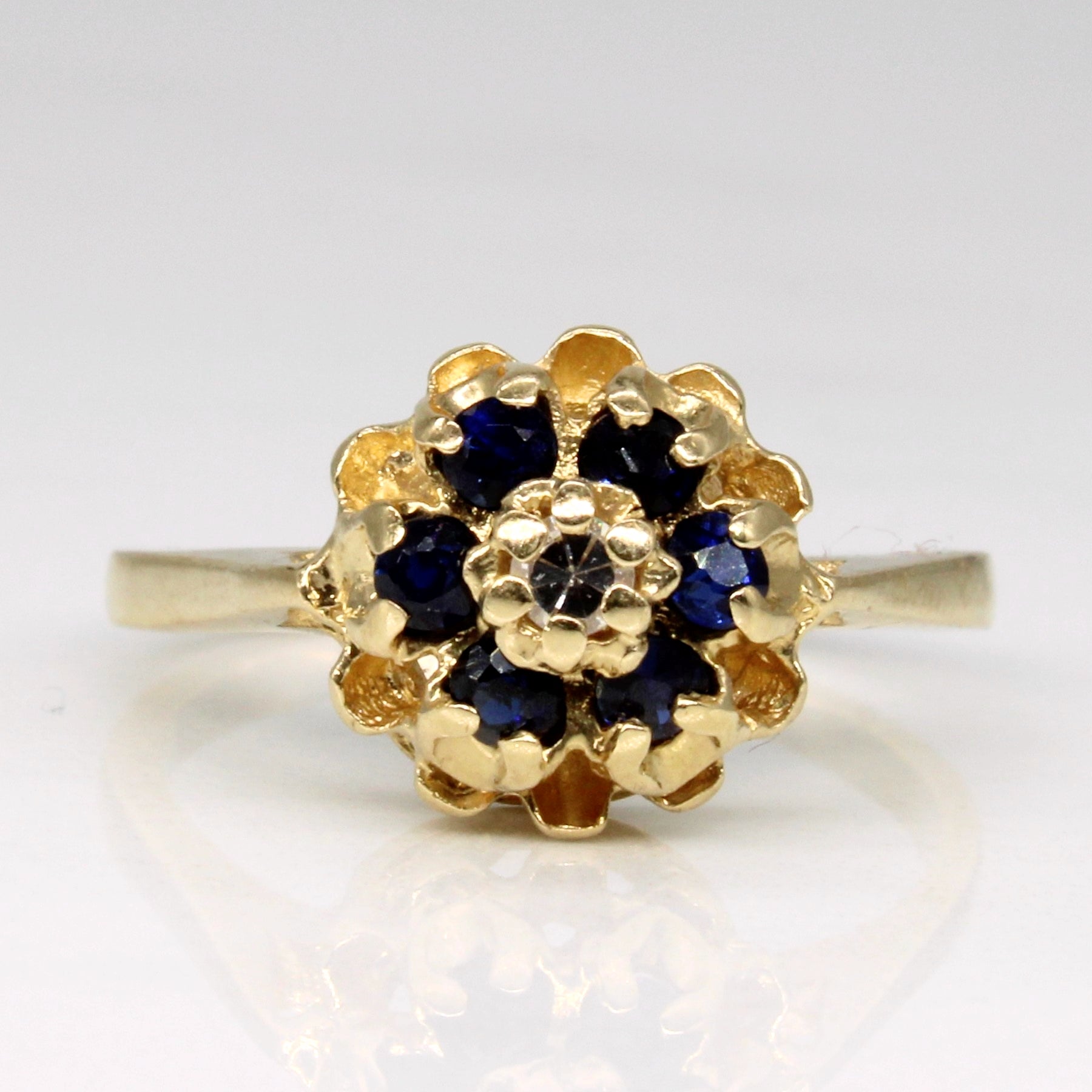 Petite Sapphire & Diamond Halo Ring | 0.33ctw, 0.05ct | SZ 5 |