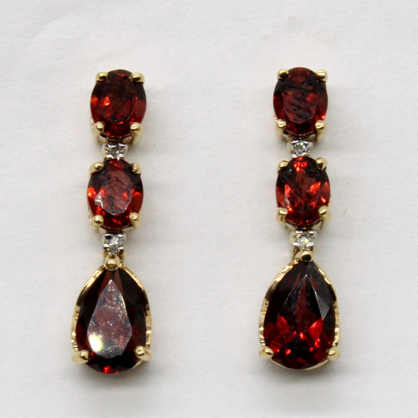 Garnet & Diamond Drop Earrings | 3.80ctw, 0.02ctw |