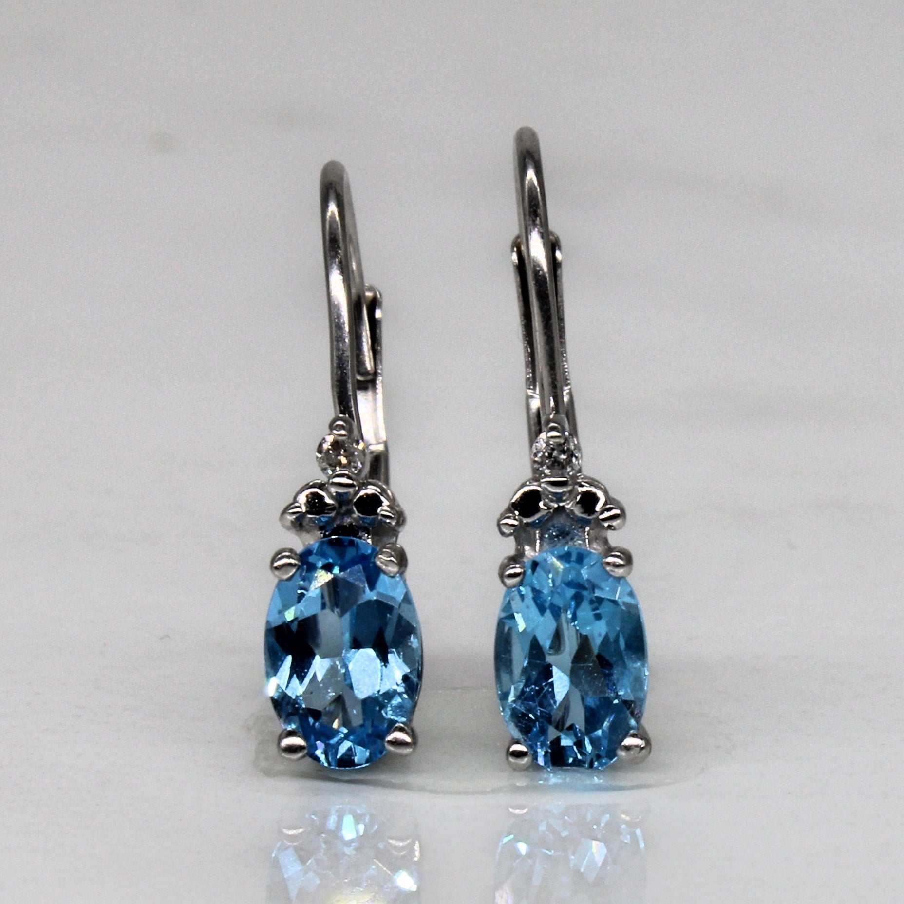 Blue Topaz & Diamond Huggie Earrings | 1.00ctw, 0.02ctw |