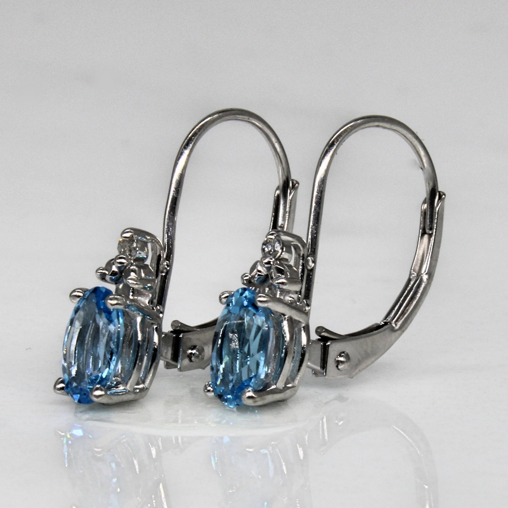 Blue Topaz & Diamond Huggie Earrings | 1.00ctw, 0.02ctw |