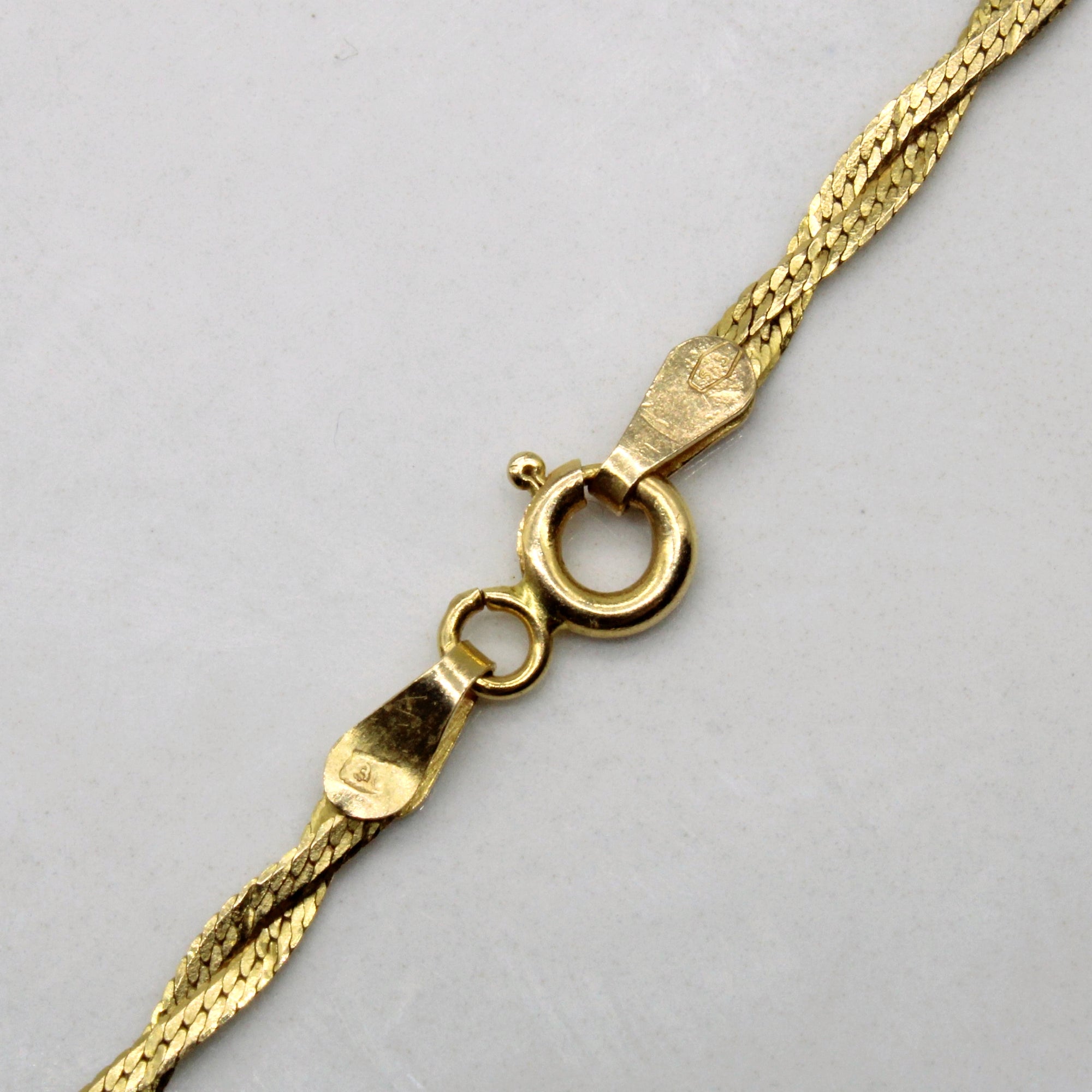 14k Yellow Gold Woven Herringbone Necklace | 17
