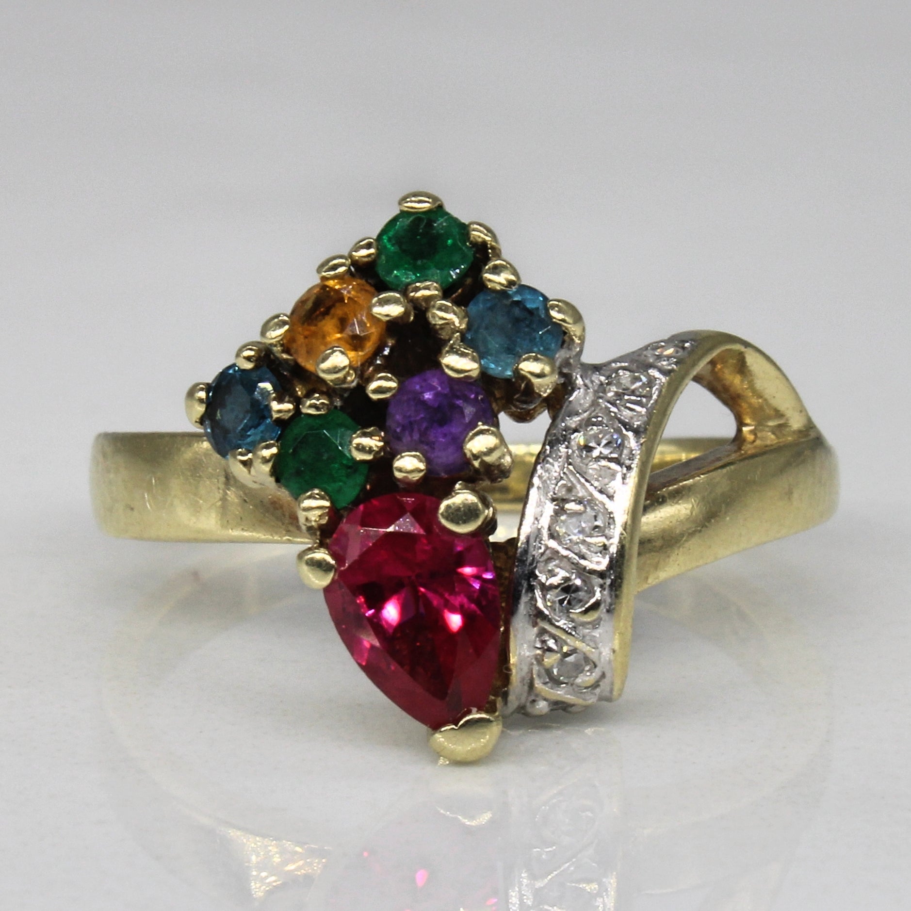 Multi Gem Cascade Ring | 0.88ctw | SZ 5.5 |