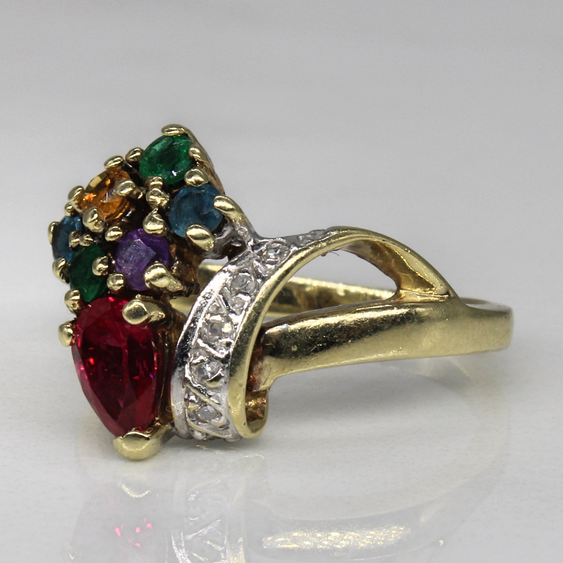 Multi Gem Cascade Ring | 0.88ctw | SZ 5.5 |