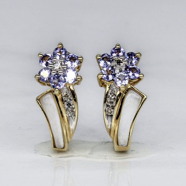 Tanzanite & Diamond Huggie Earrings | 0.36ctw, 0.06ctw |