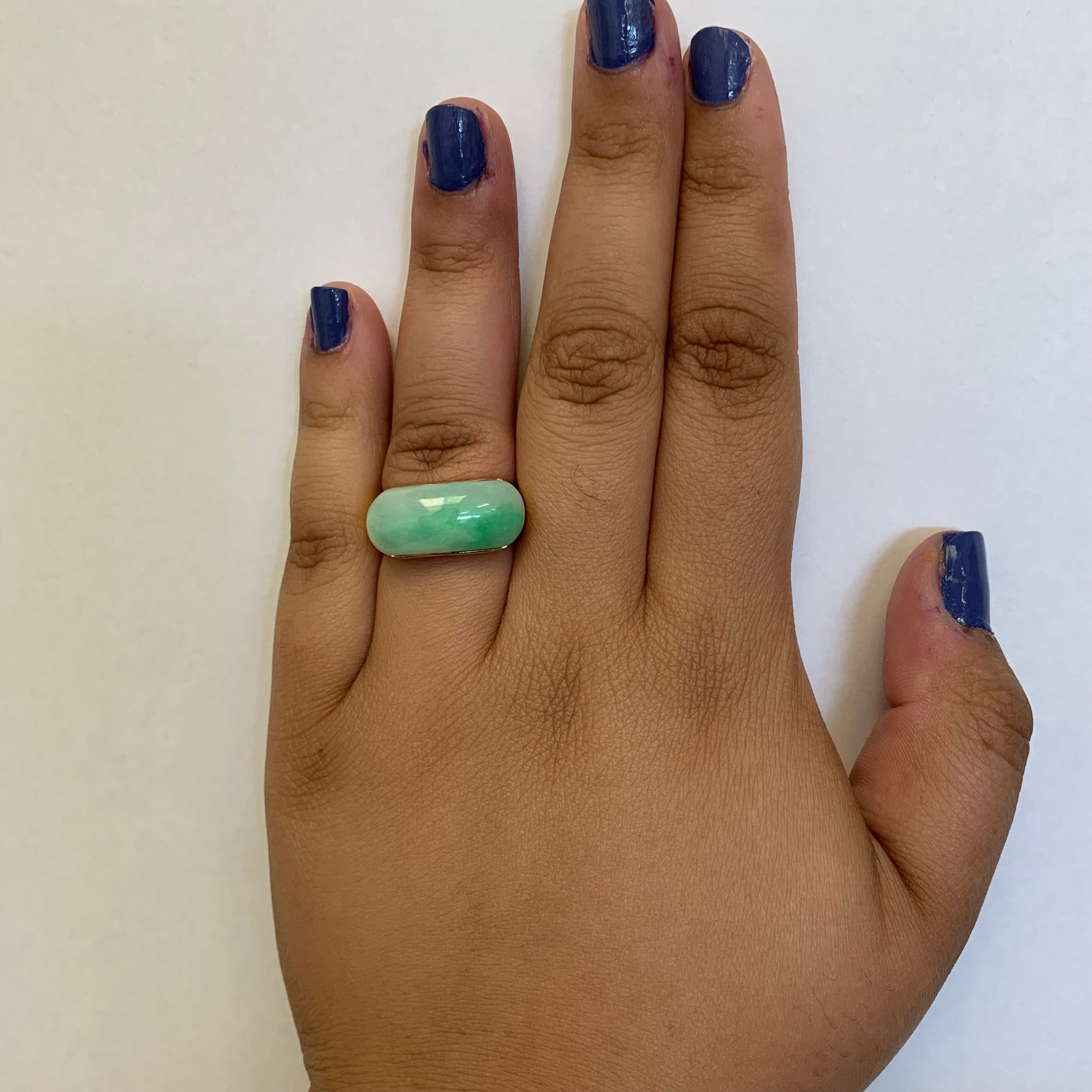 Curved Jadeite Cabochon Ring | 8.00ct | SZ 8.5 |