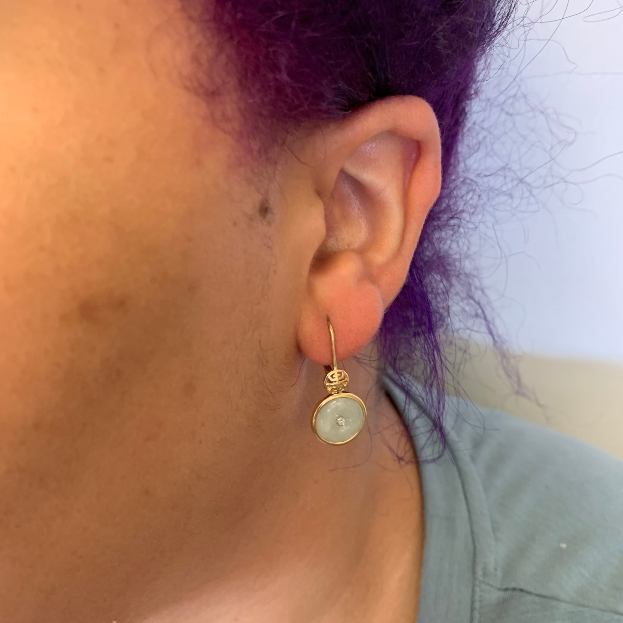 Jadeite & Diamond Drop Earrings | 7.00ctw, 0.02ctw |