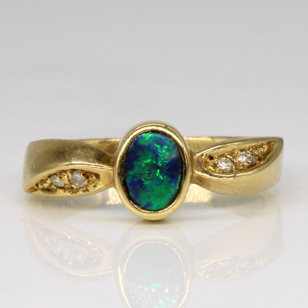 Opal & Diamond Bypass Ring | 0.20ct, 0.02ctw | SZ 6 |