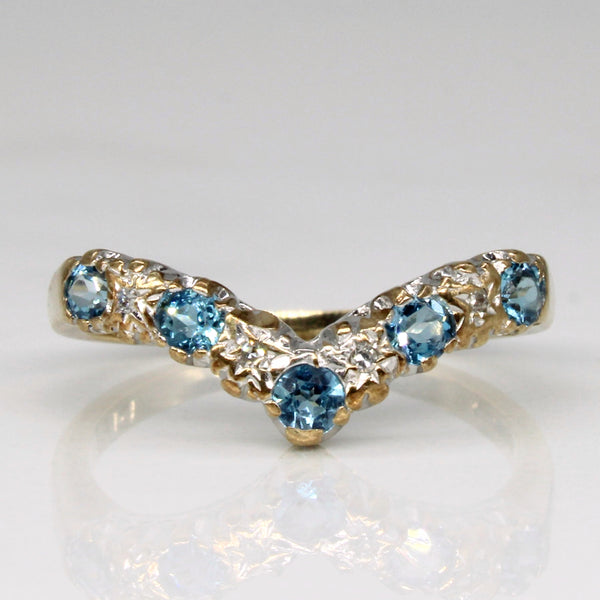 Blue Topaz & Diamond Contour Band | 0.30ctw, 0.02ctw | SZ 6 |