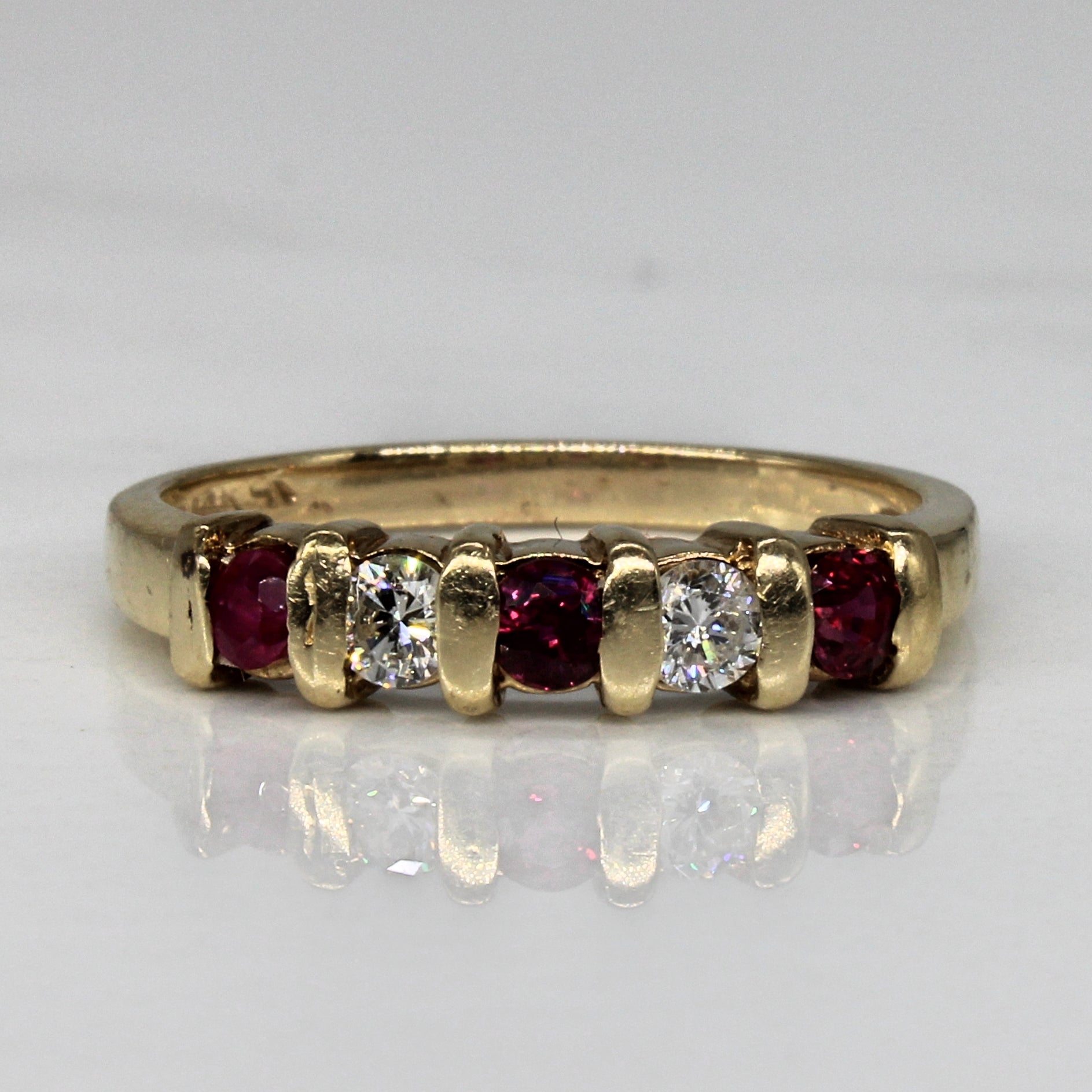Ruby & Diamond Five Stone Ring | 0.24ctw, 0.18ctw | SZ 6.25 |
