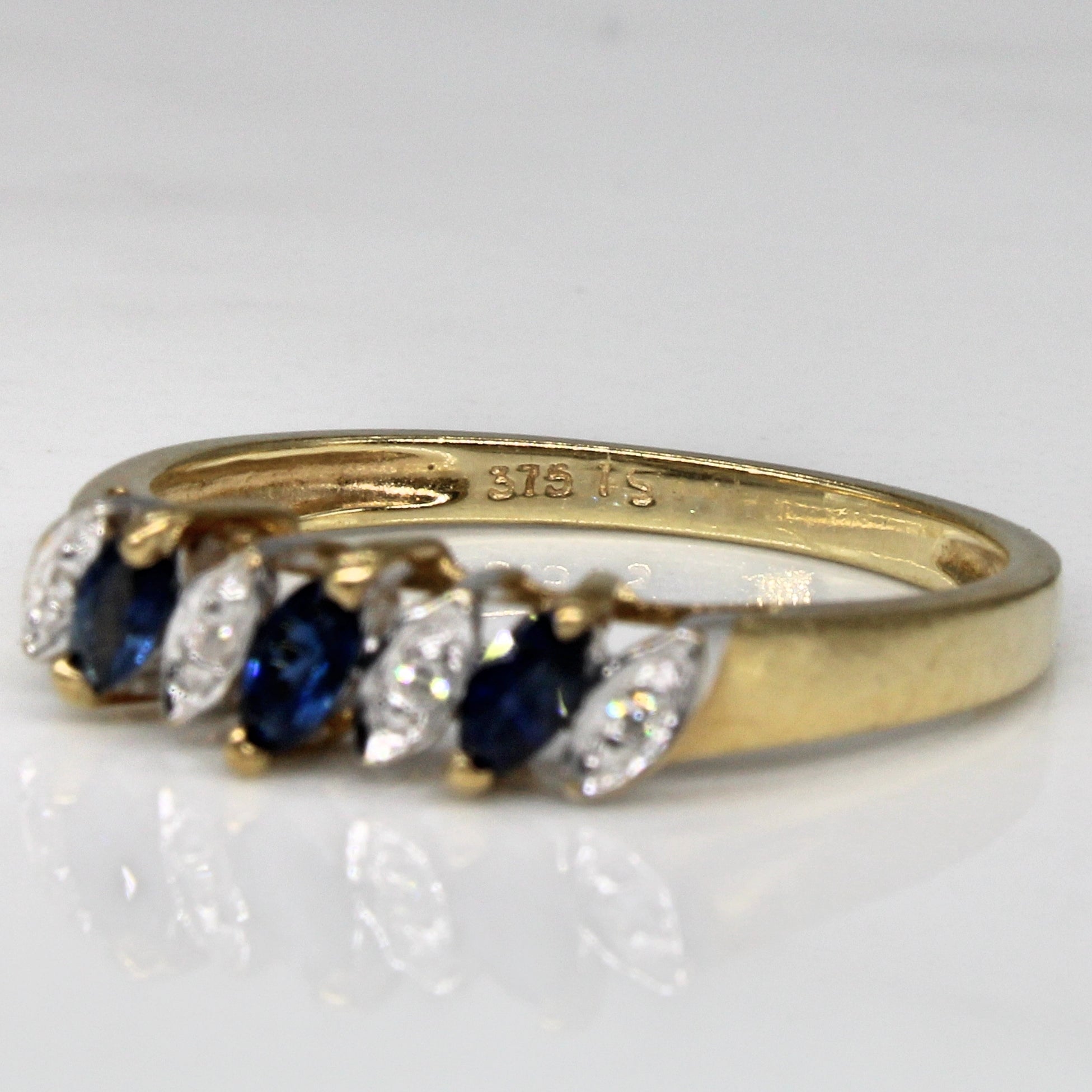 Sapphire & Diamond Bar Ring | 0.15ctw, 0.02ctw | SZ 6.5 |