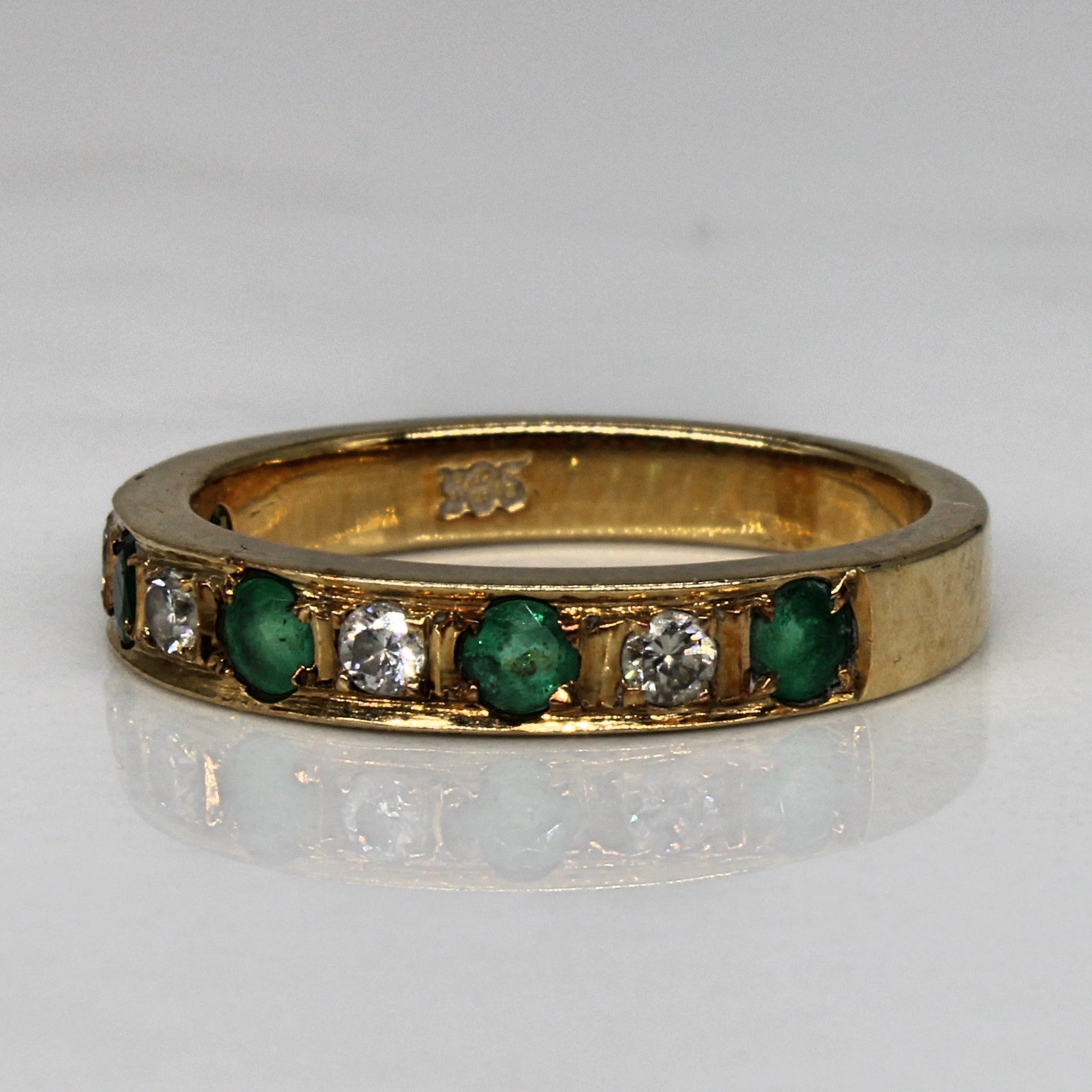 Emerald & Diamond Half Eternity Ring | 0.37ctw, 0.22ctw | SZ 6.25 |