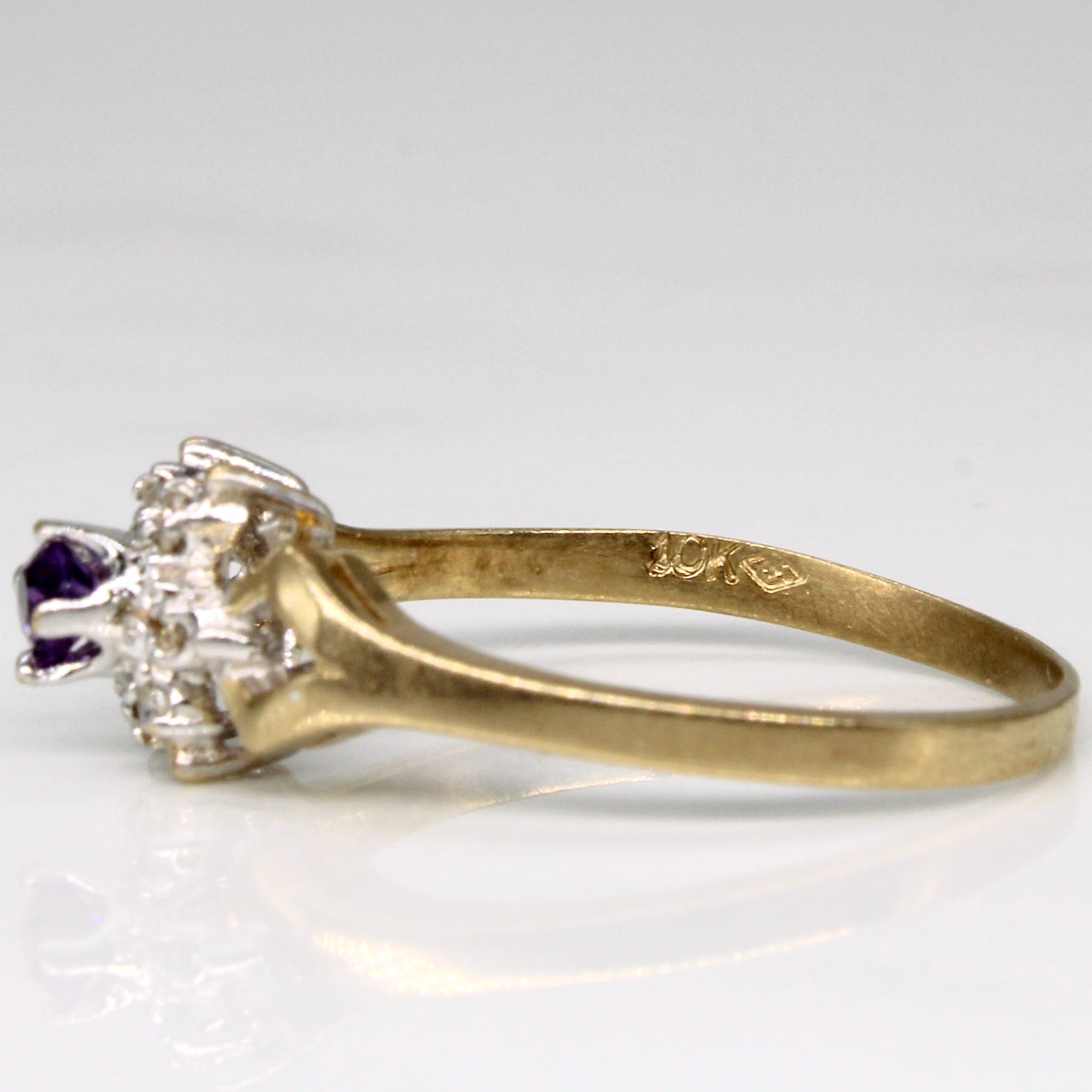 Petite Amethyst & Diamond Split Shank Ring | 0.04ct, 0.03ctw | SZ 6.5 |