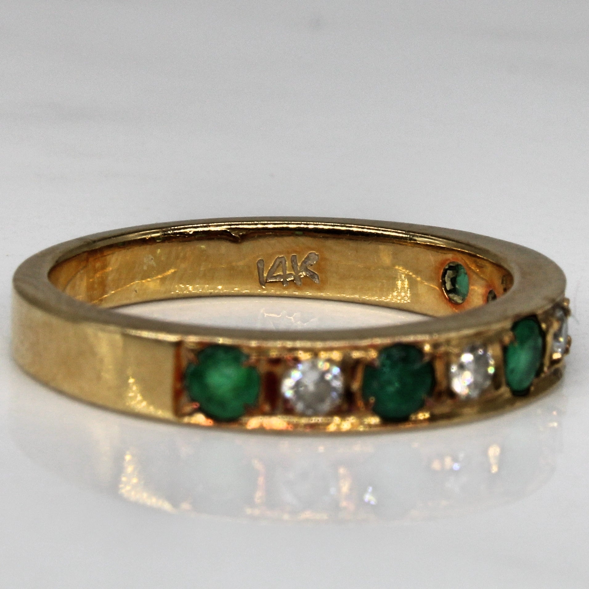 Emerald & Diamond Half Eternity Ring | 0.37ctw, 0.22ctw | SZ 6.25 |