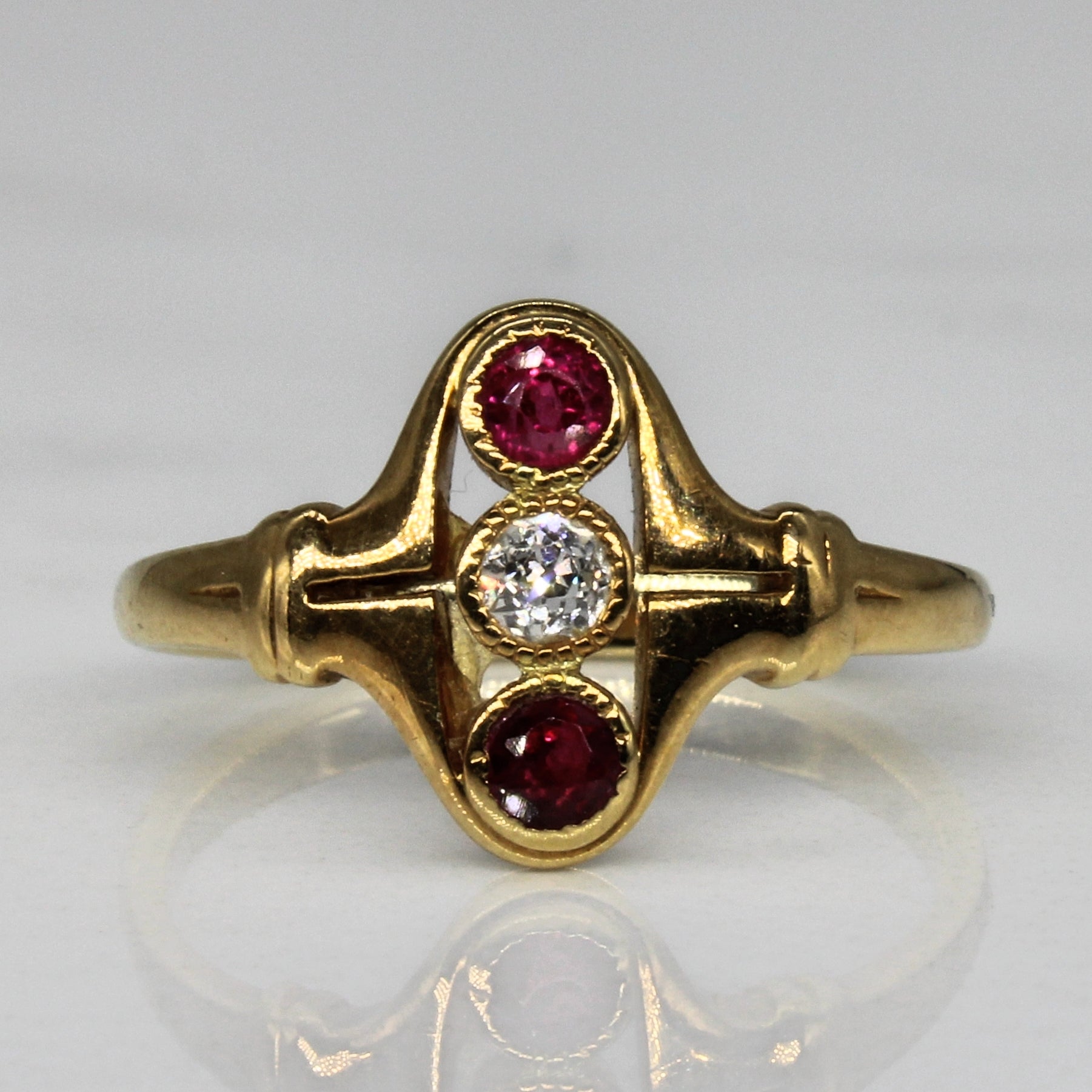 Early 1900s Ruby & Diamond Ring | 0.20ctw, 0.07ct | SZ 4.5 |