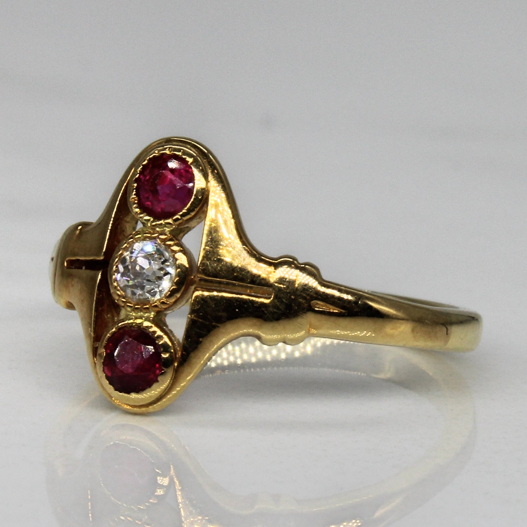 Early 1900s Ruby & Diamond Ring | 0.20ctw, 0.07ct | SZ 4.5 |