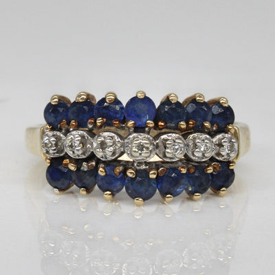 Sapphire & Diamond Three Row Ring | 1.40ctw, 0.05ctw | SZ 6.5 |