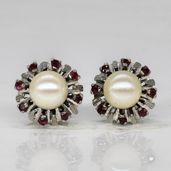 Pearl & Ruby Earrings | 0.16ctw |