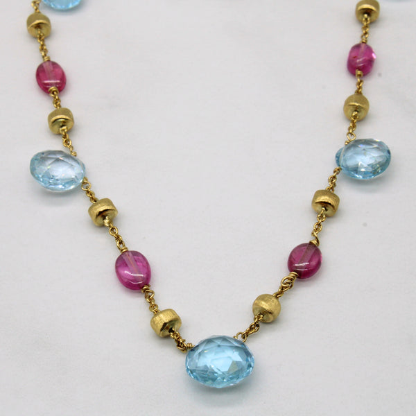 'Marco Bicego' Blue Topaz & Pink Tourmaline Necklace | 24.00ctw, 6.50ctw | 15