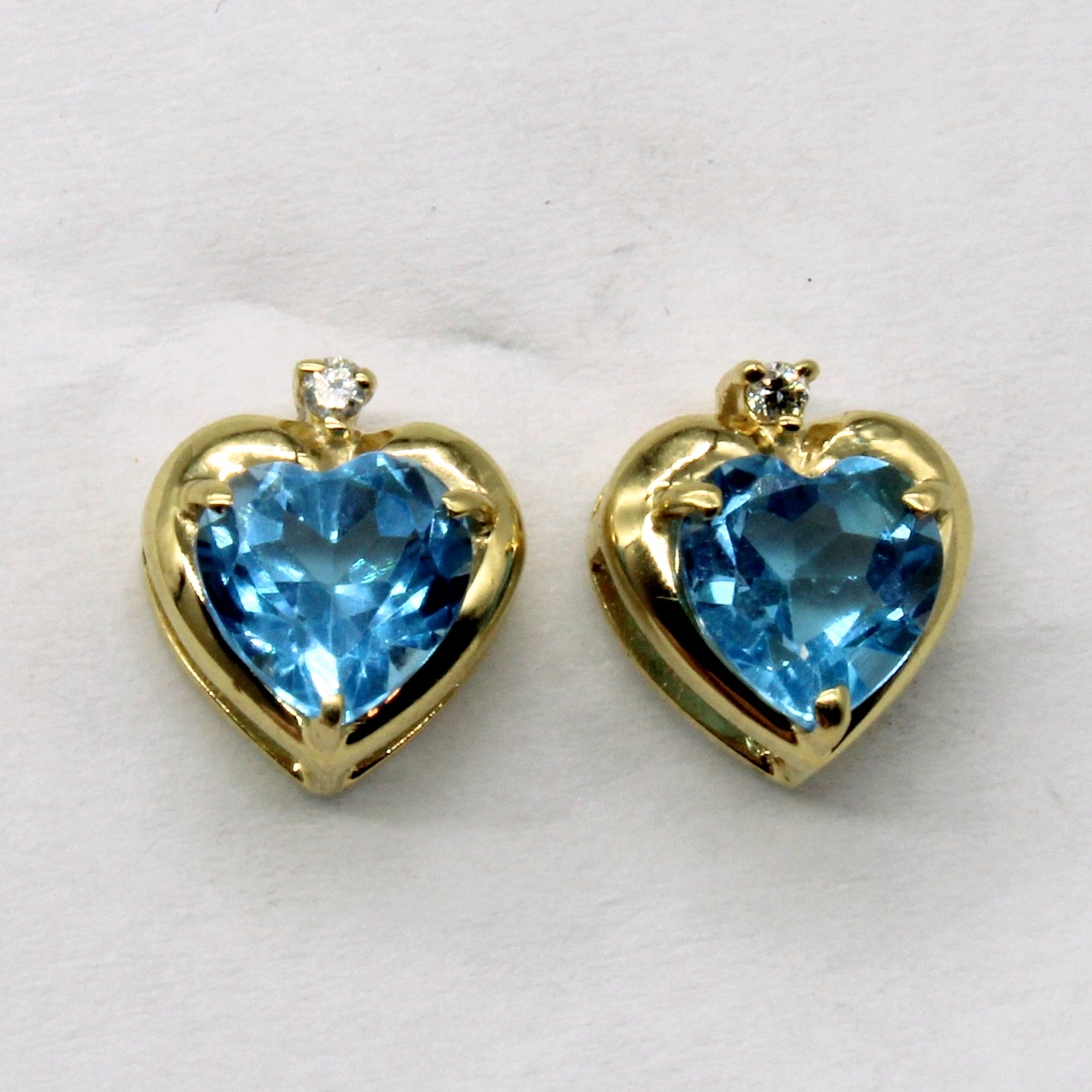 Blue Topaz & Diamond Heart Earrings | 1.40ctw, 0.01ctw |