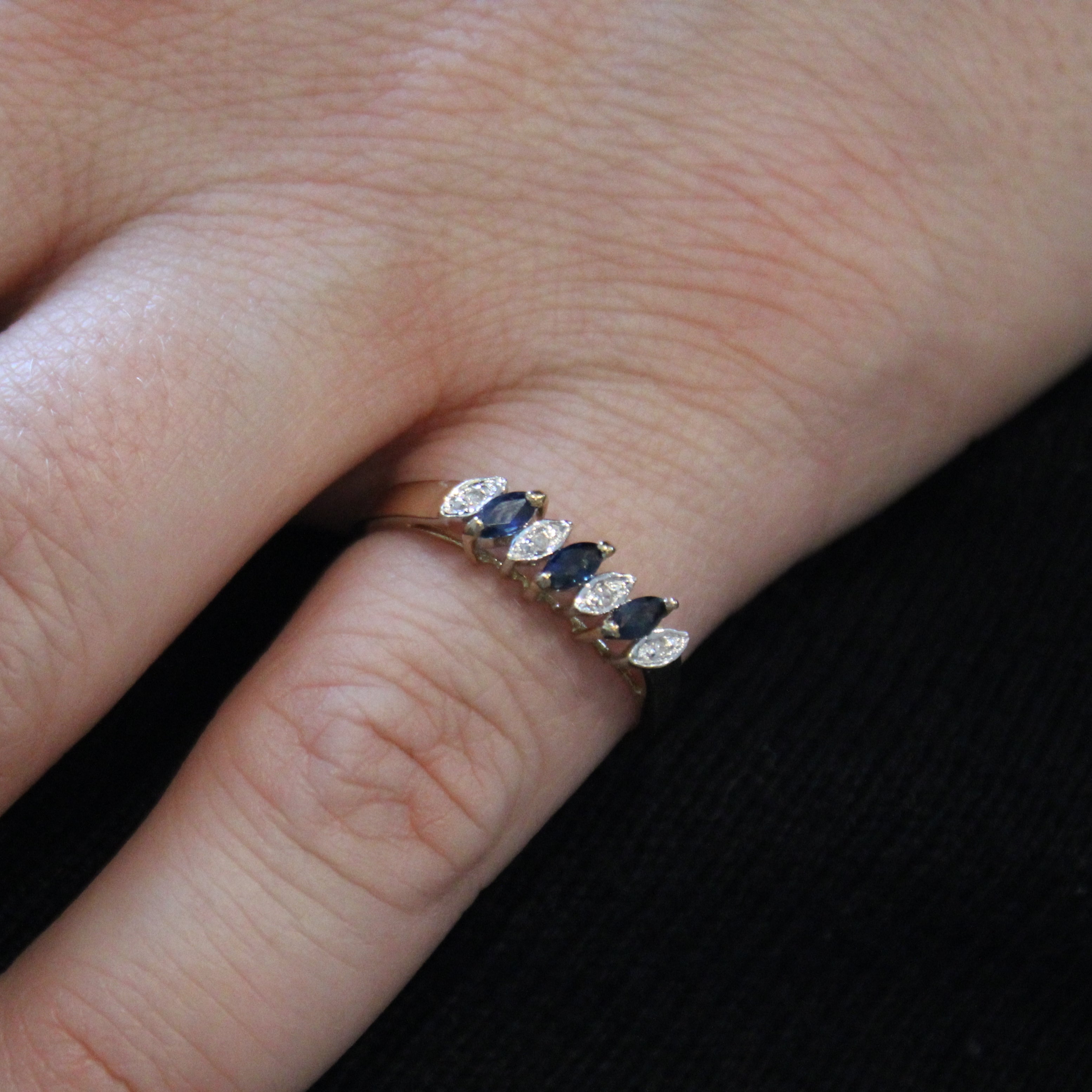 Sapphire & Diamond Bar Ring | 0.15ctw, 0.02ctw | SZ 6.5 |