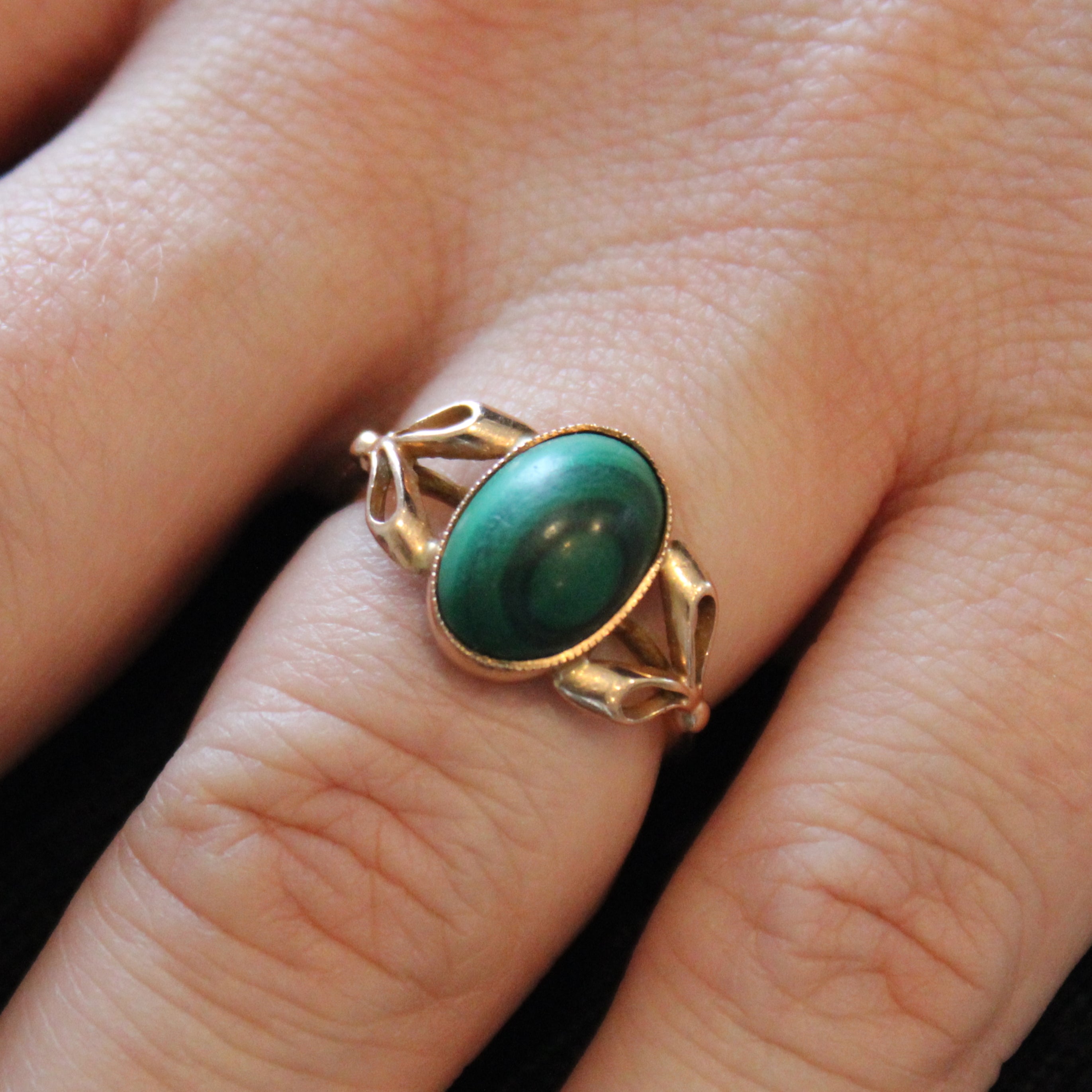 1984 Soviet Hallmarked Azerbaijani Malachite Cocktail Ring | 4.10ct | SZ 6.75 |