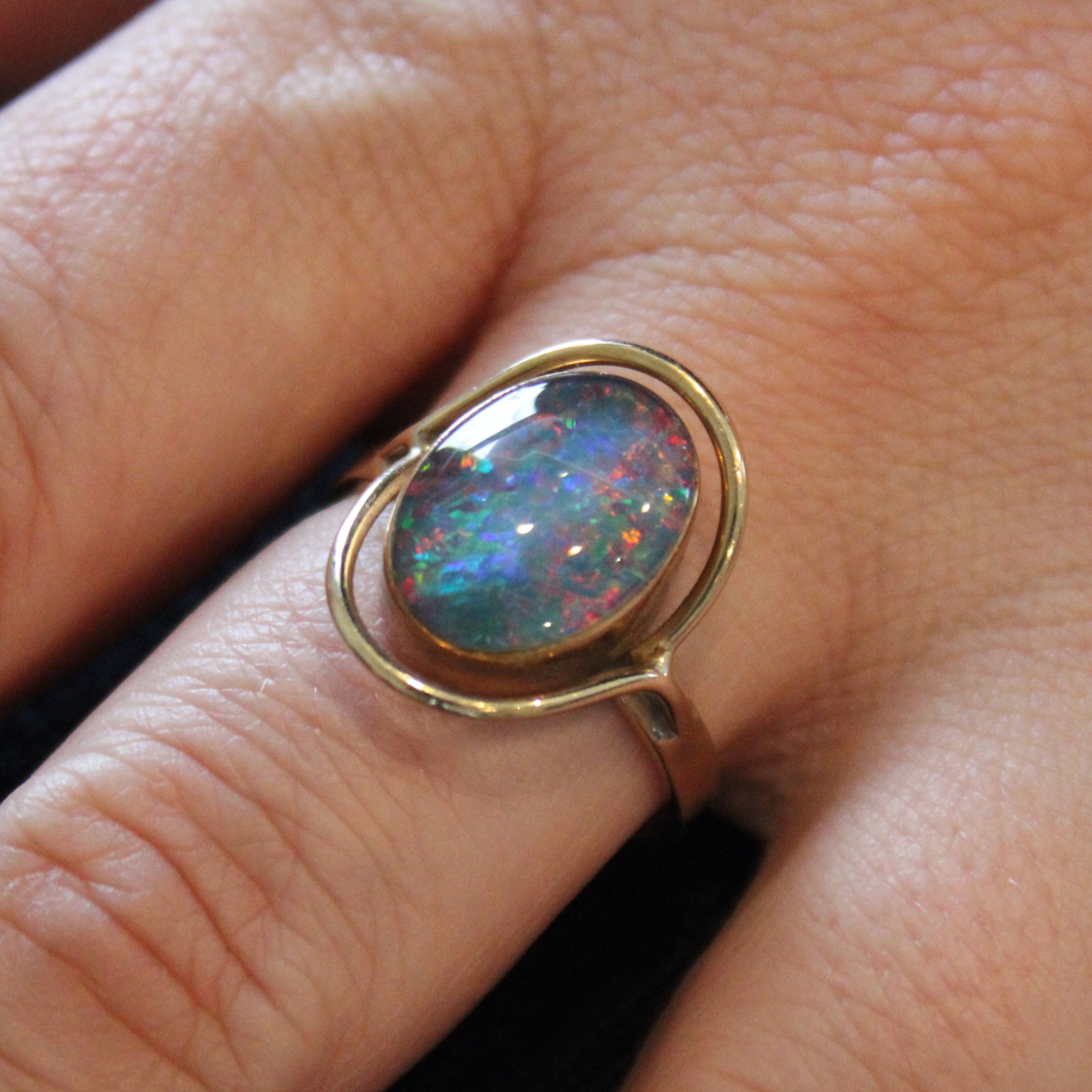Doublet Opal Cocktail Ring | 3.50ct | SZ 9 |