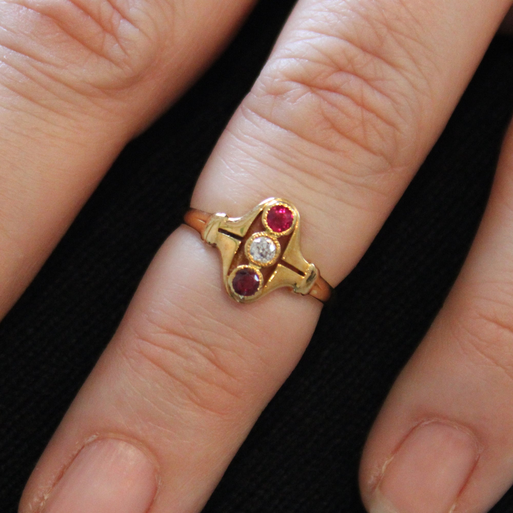 Early 1900s Ruby & Diamond Ring | 0.20ctw, 0.07ct | SZ 4.5 |