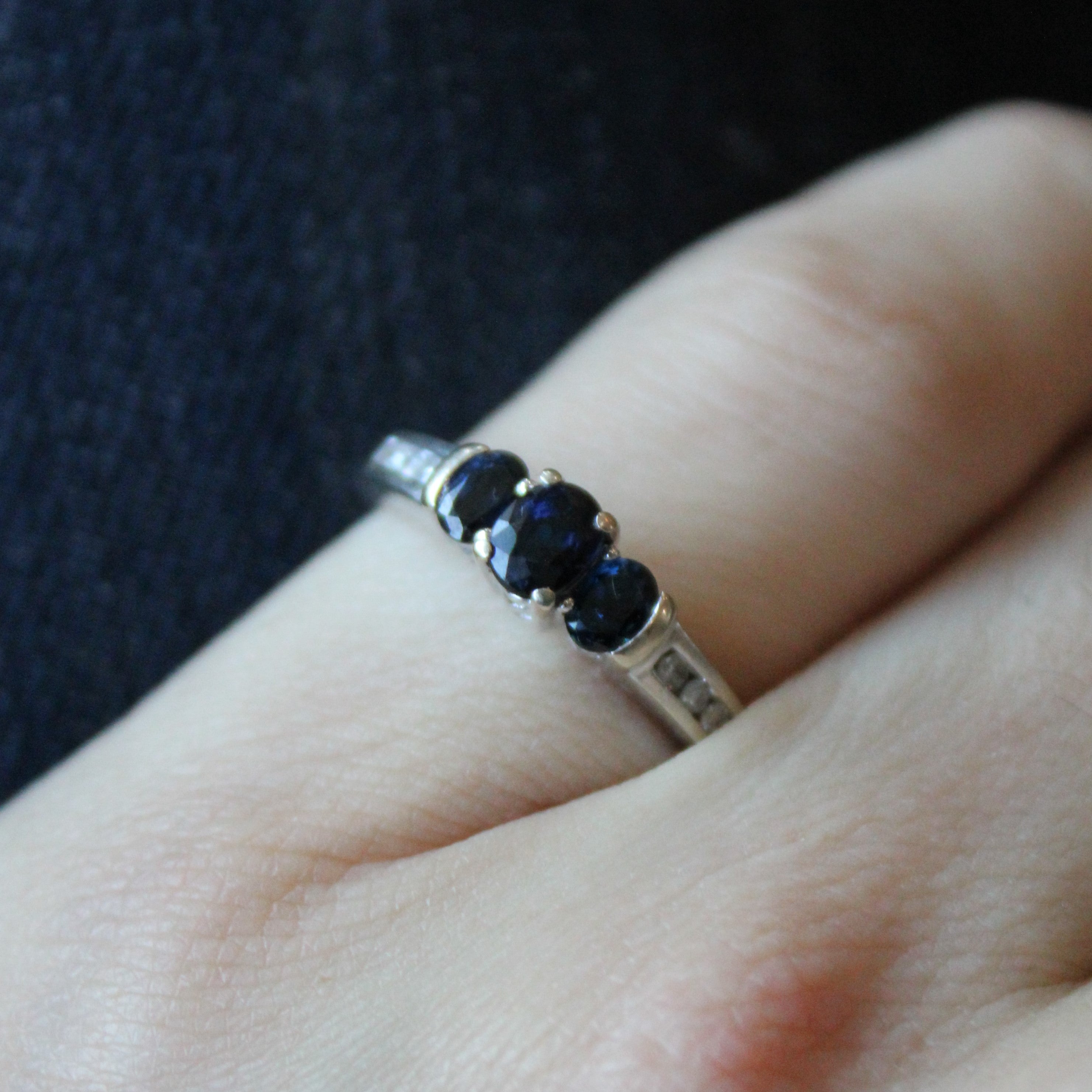 Three Stone Sapphire & Diamond Ring | 0.58ctw, 0.12ctw | SZ 6.5 |