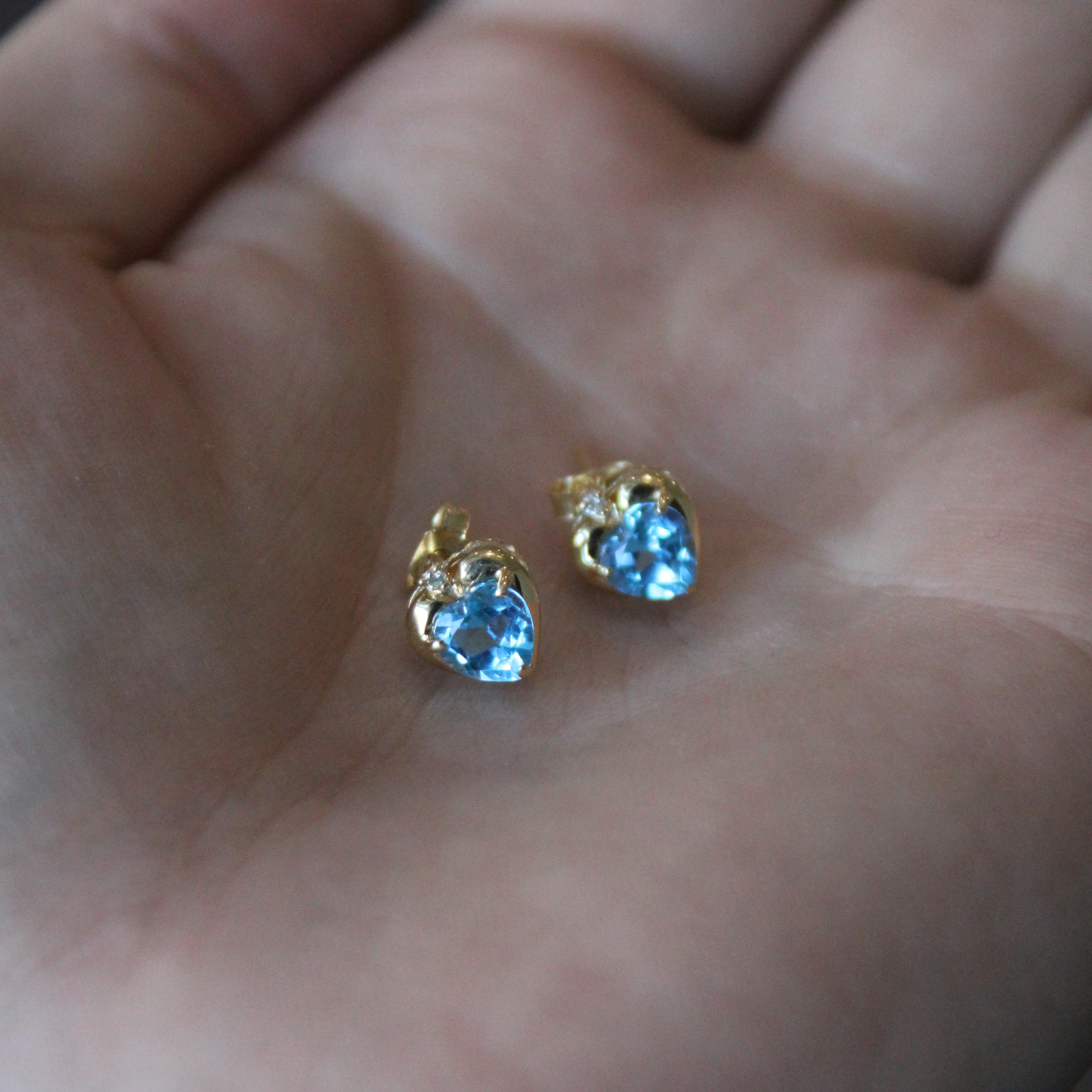 Blue Topaz & Diamond Heart Earrings | 1.40ctw, 0.01ctw |