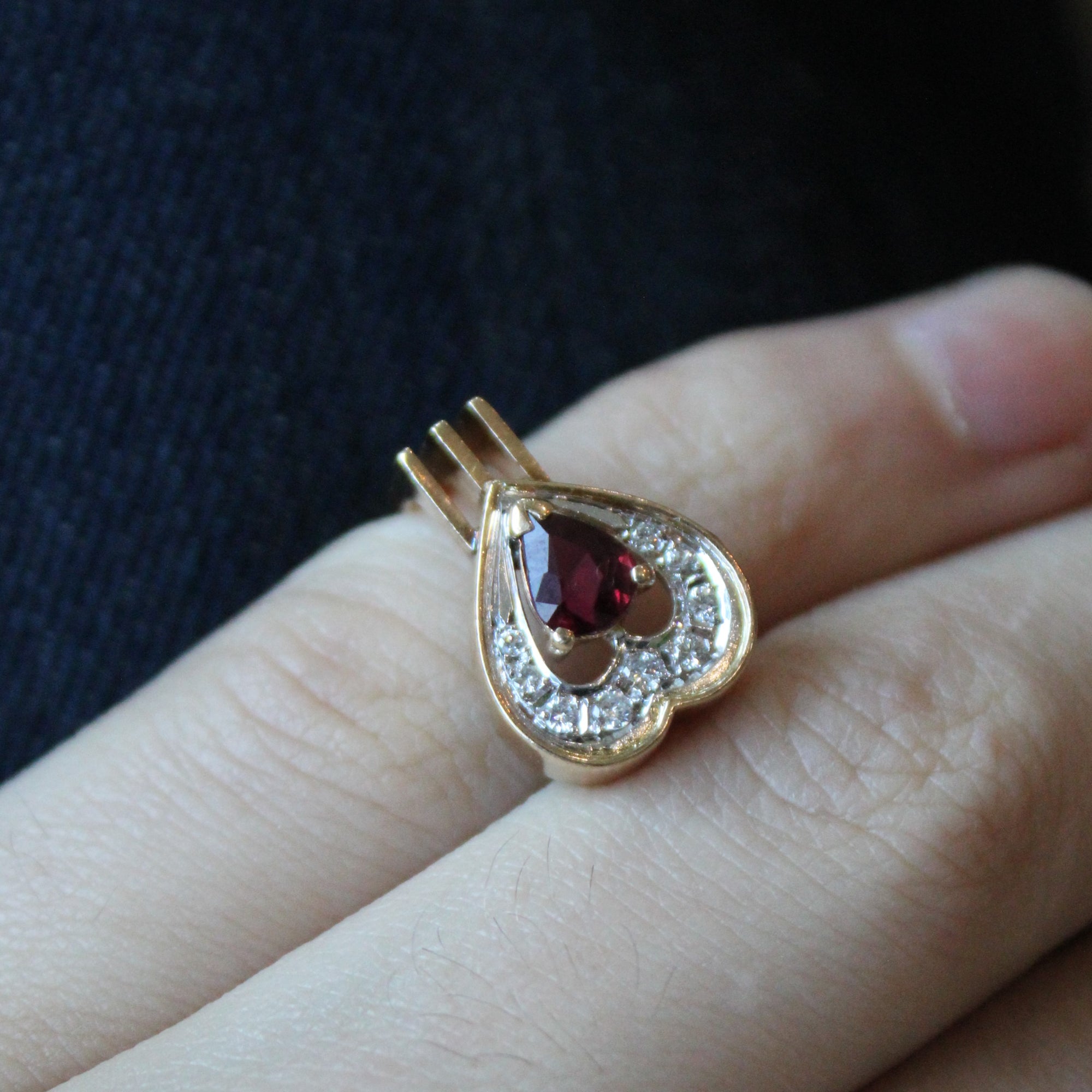 Offset Ruby & Diamond Heart Ring | 0.63ct, 0.08ctw | SZ 4 |