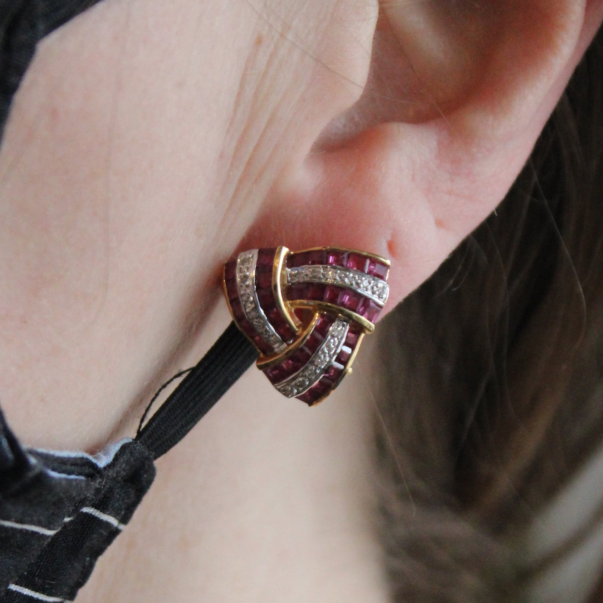 Ruby & Diamond Twist Earrings | 3.60ctw, 0.18ctw |