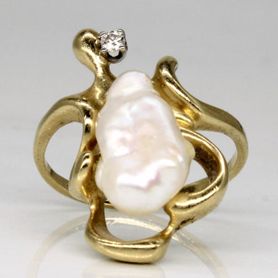 Baroque Pearl & Diamond Ring | 0.02ct | SZ 4.25 |