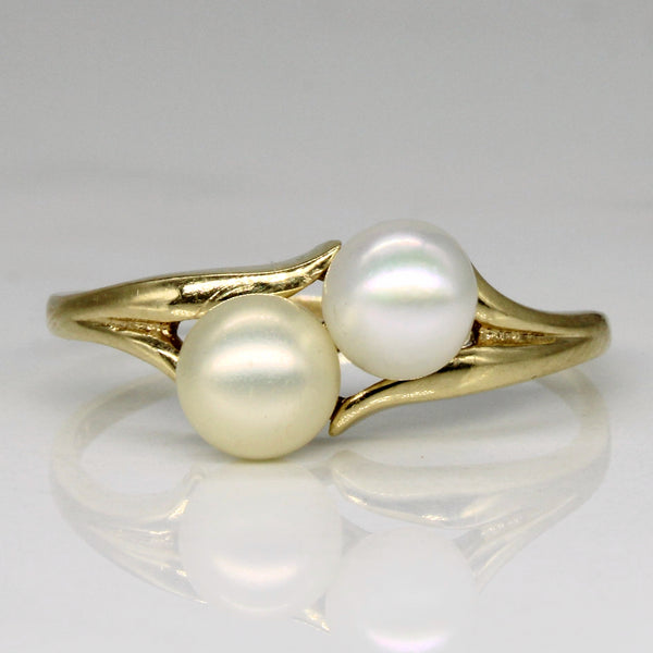 White & Cream Pearl Bypass Ring | SZ 10 |