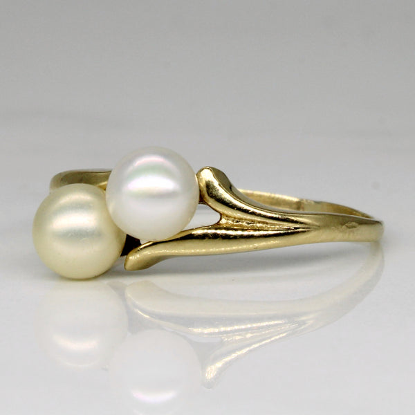 White & Cream Pearl Bypass Ring | SZ 10 |